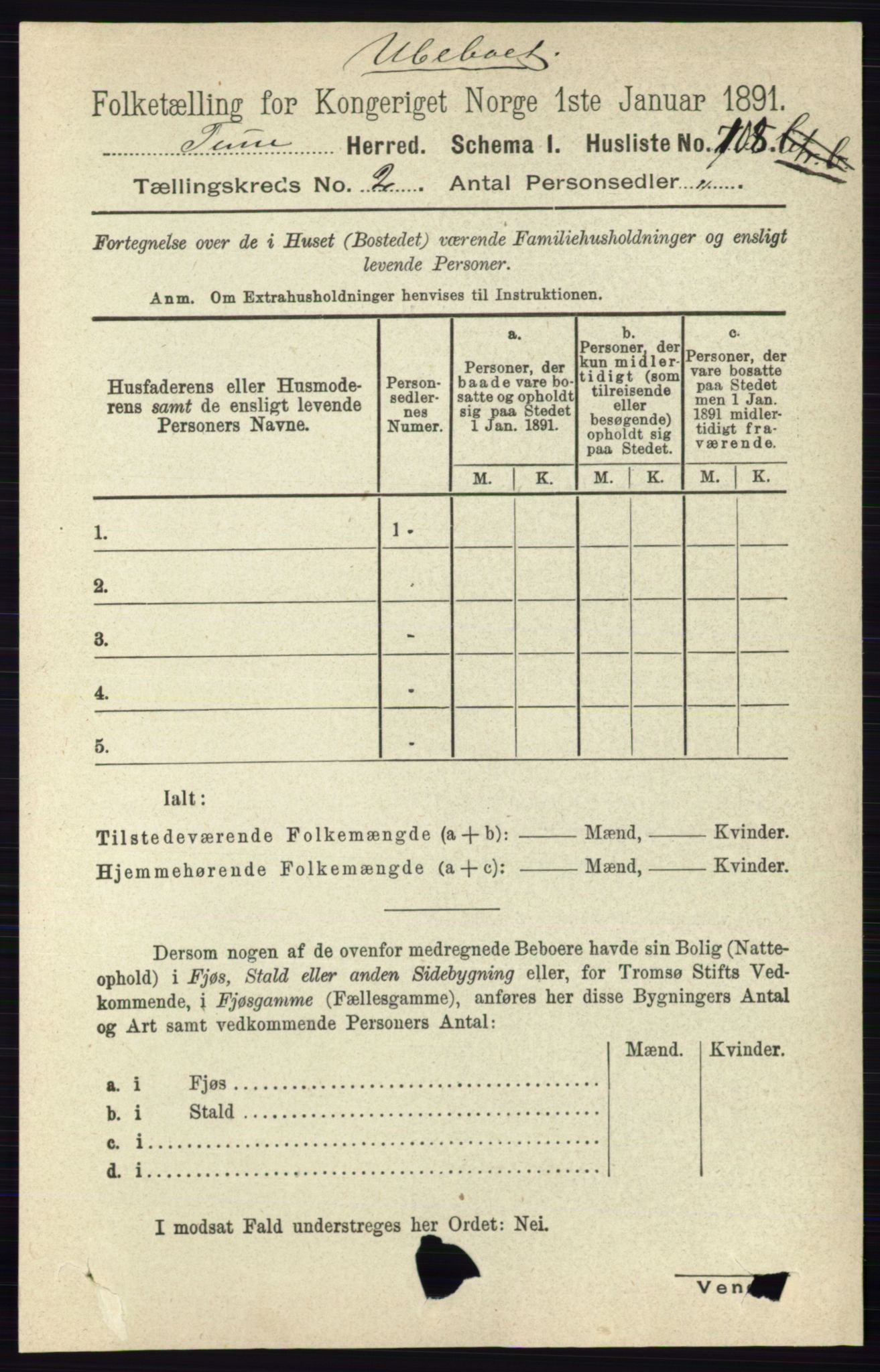 RA, 1891 census for 0130 Tune, 1891, p. 737