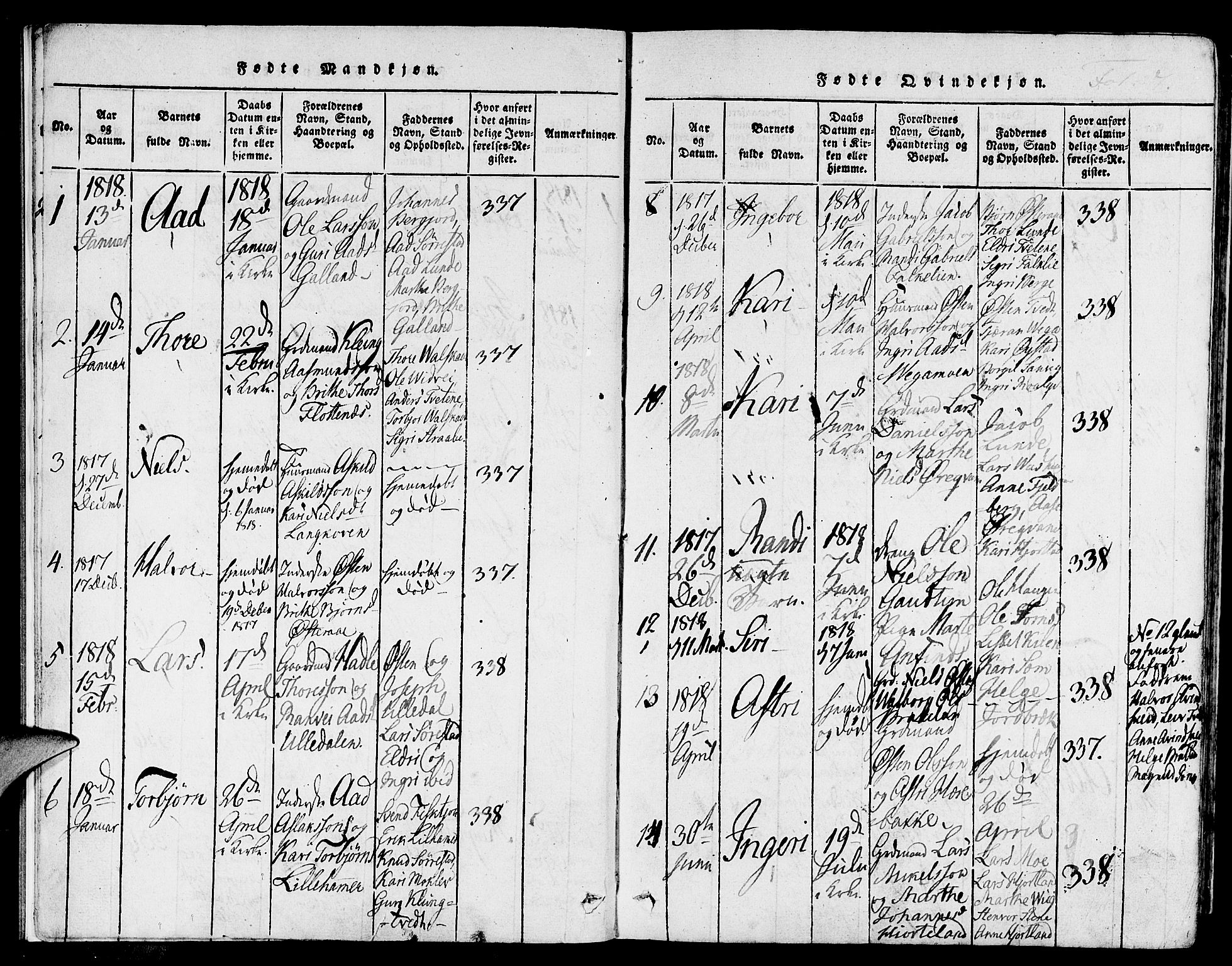 Suldal sokneprestkontor, AV/SAST-A-101845/01/IV/L0006: Parish register (official) no. A 6, 1816-1836, p. 7