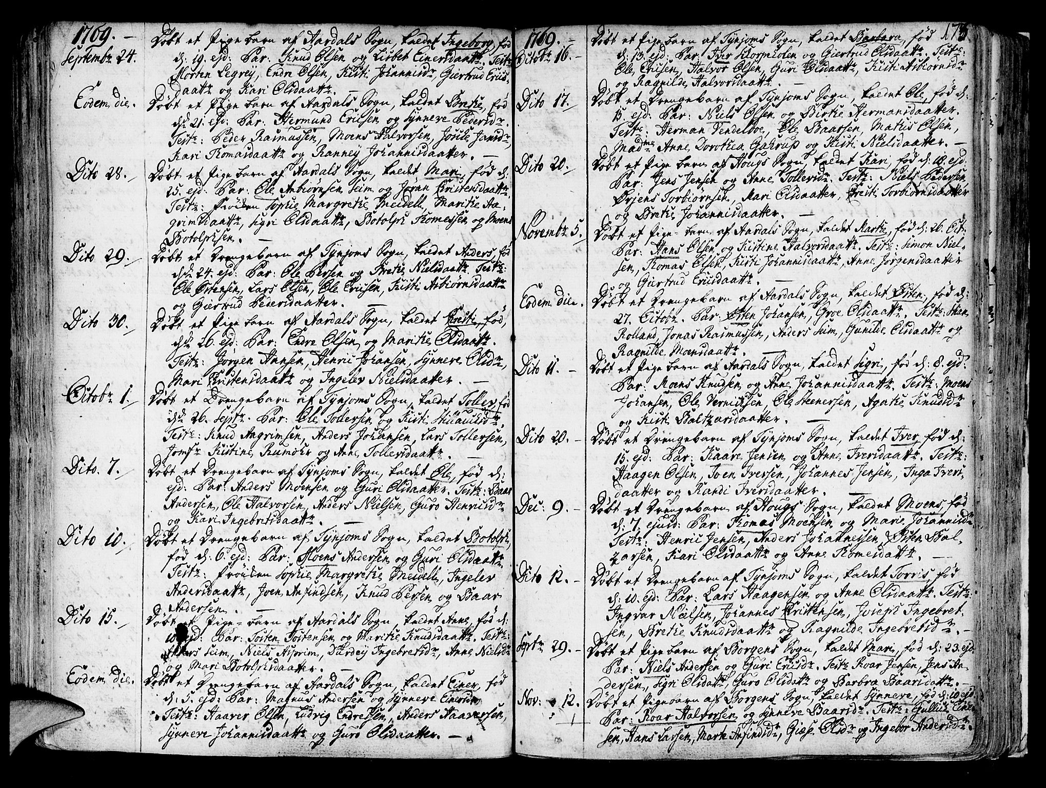 Lærdal sokneprestembete, SAB/A-81201: Parish register (official) no. A 2, 1752-1782, p. 173