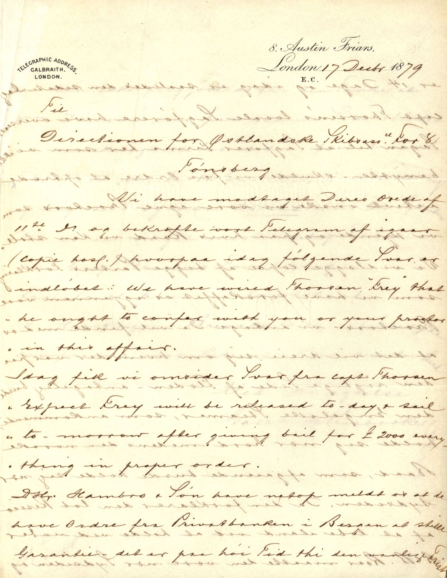 Pa 63 - Østlandske skibsassuranceforening, VEMU/A-1079/G/Ga/L0011/0032: Havaridokumenter / Frey, 1879