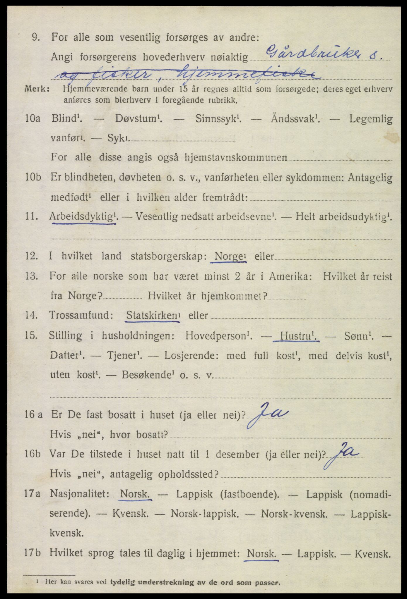 SAT, 1920 census for Flatanger, 1920, p. 2795