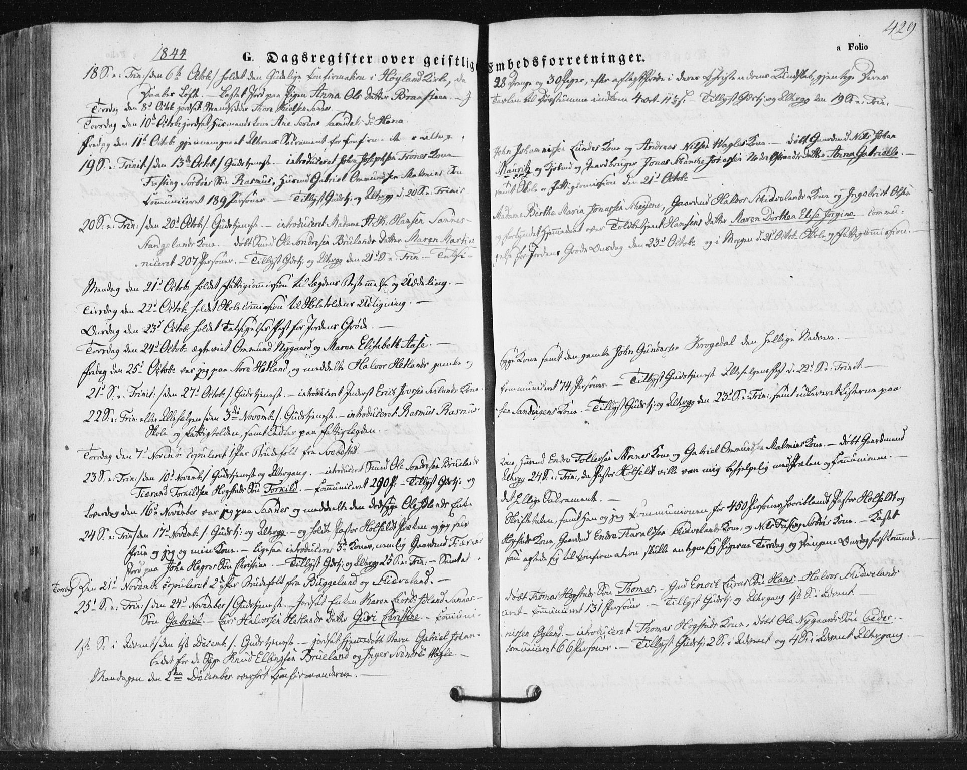 Høyland sokneprestkontor, AV/SAST-A-101799/001/30BA/L0008: Parish register (official) no. A 8, 1841-1856, p. 429
