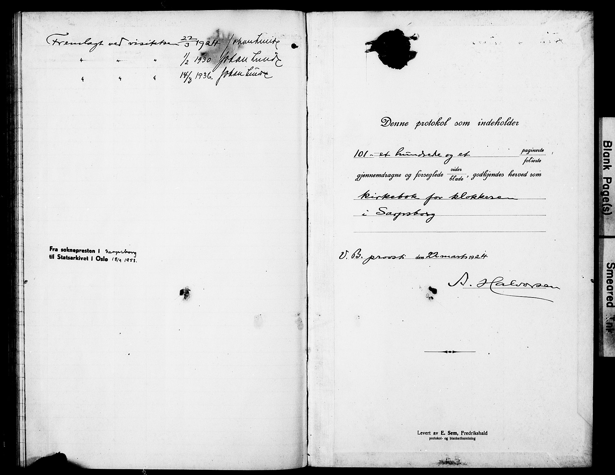 Sarpsborg prestekontor Kirkebøker, AV/SAO-A-2006/G/Ga/L0003: Parish register (copy) no. 3, 1922-1931