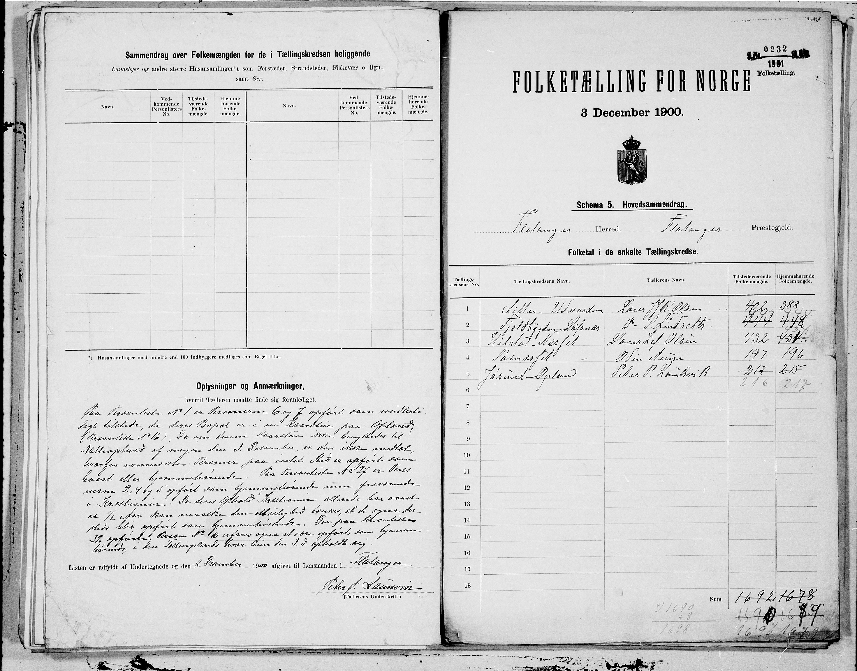 SAT, 1900 census for Flatanger, 1900, p. 12