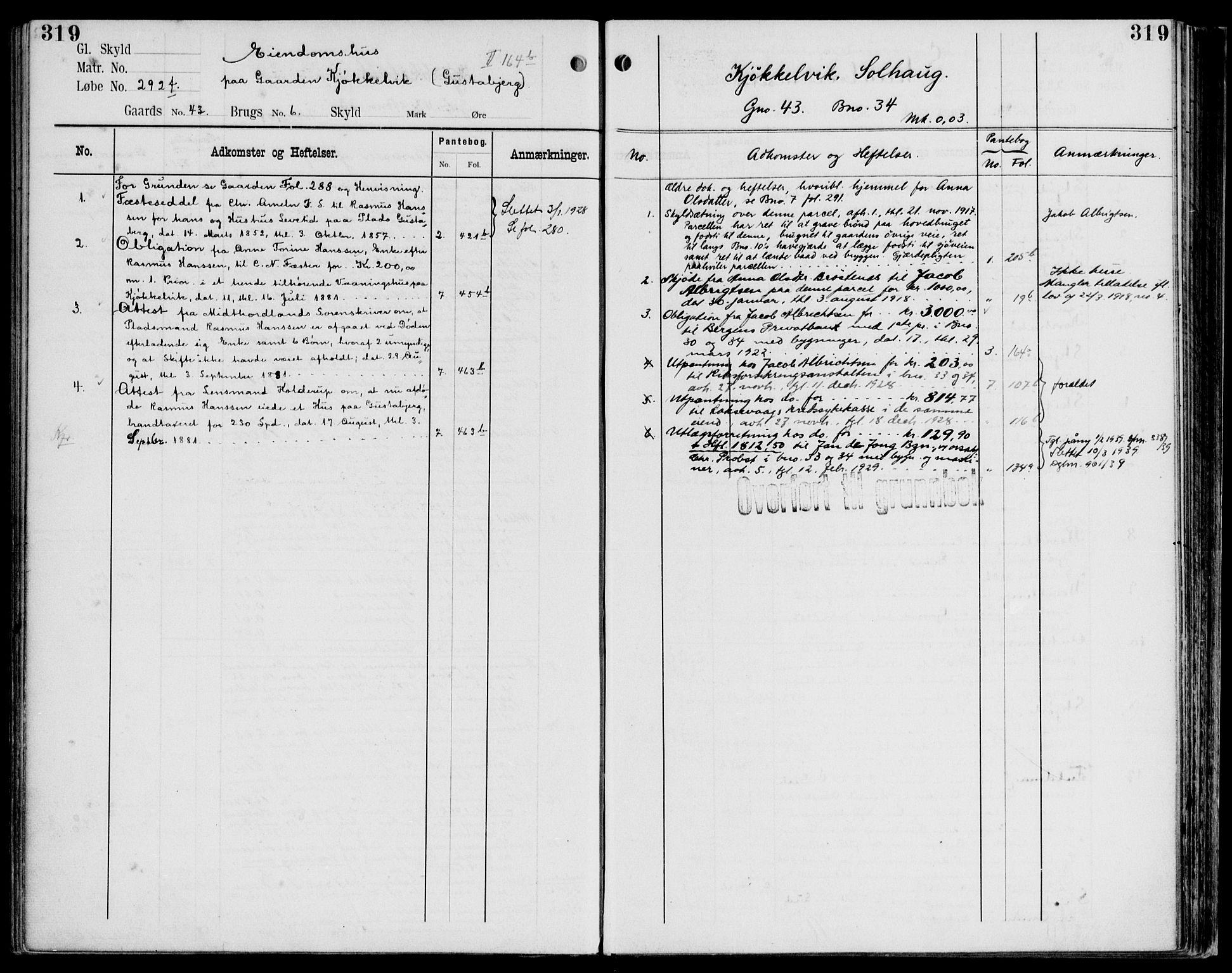 Midhordland sorenskriveri, AV/SAB-A-3001/1/G/Ga/Gab/L0107: Mortgage register no. II.A.b.107, p. 319