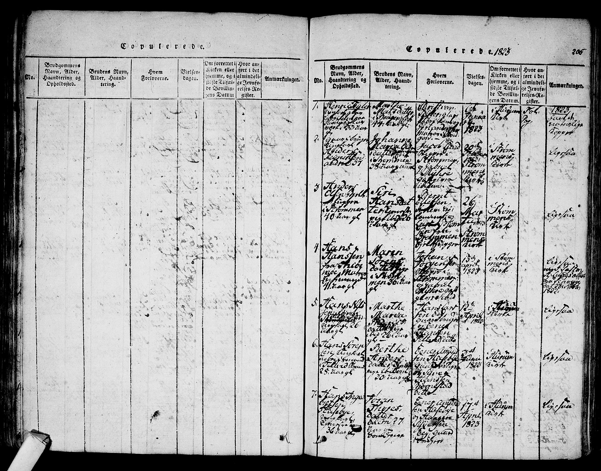 Hurum kirkebøker, SAKO/A-229/F/Fa/L0009: Parish register (official) no. 9, 1816-1826, p. 206