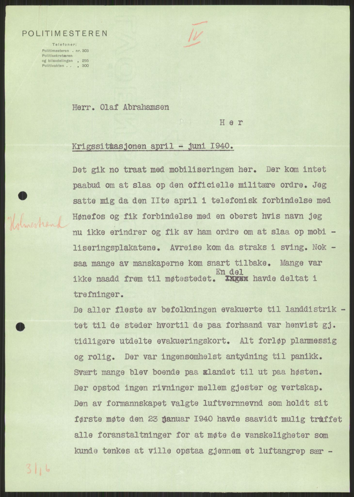 Forsvaret, Forsvarets krigshistoriske avdeling, AV/RA-RAFA-2017/Y/Ya/L0014: II-C-11-31 - Fylkesmenn.  Rapporter om krigsbegivenhetene 1940., 1940, p. 531