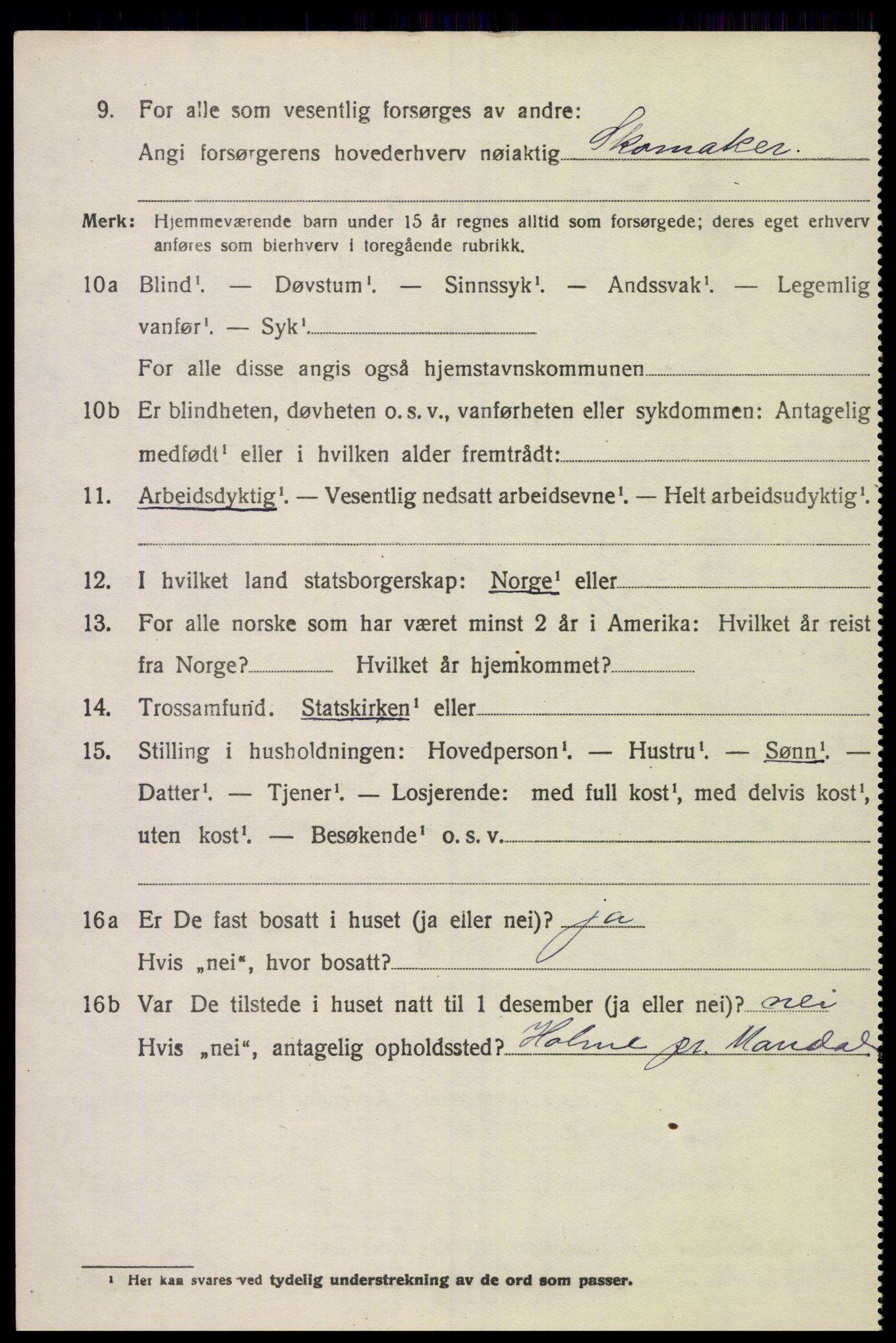 SAK, 1920 census for Sør-Audnedal, 1920, p. 7010