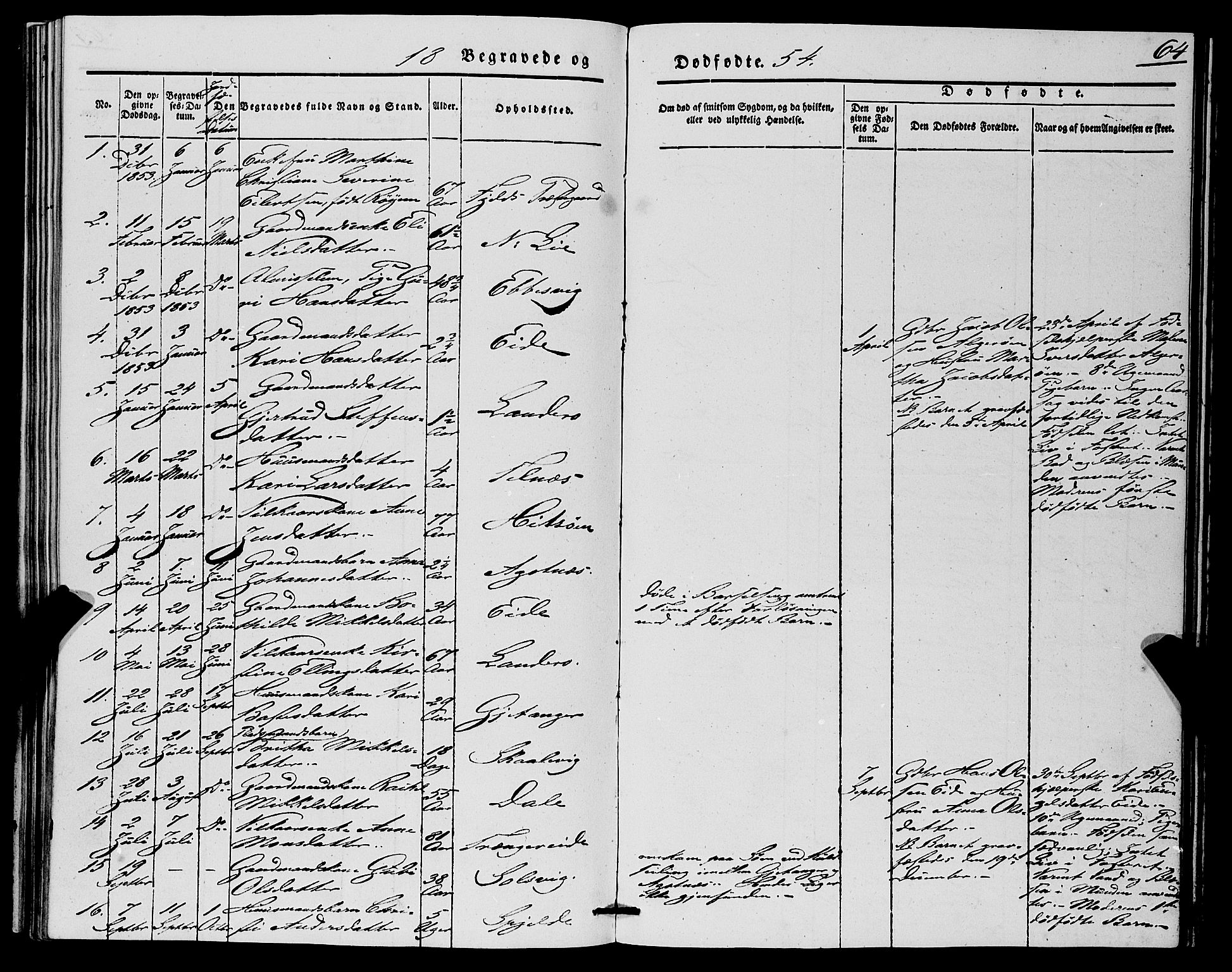 Fjell sokneprestembete, SAB/A-75301/H/Haa: Parish register (official) no. A 7, 1847-1877, p. 64