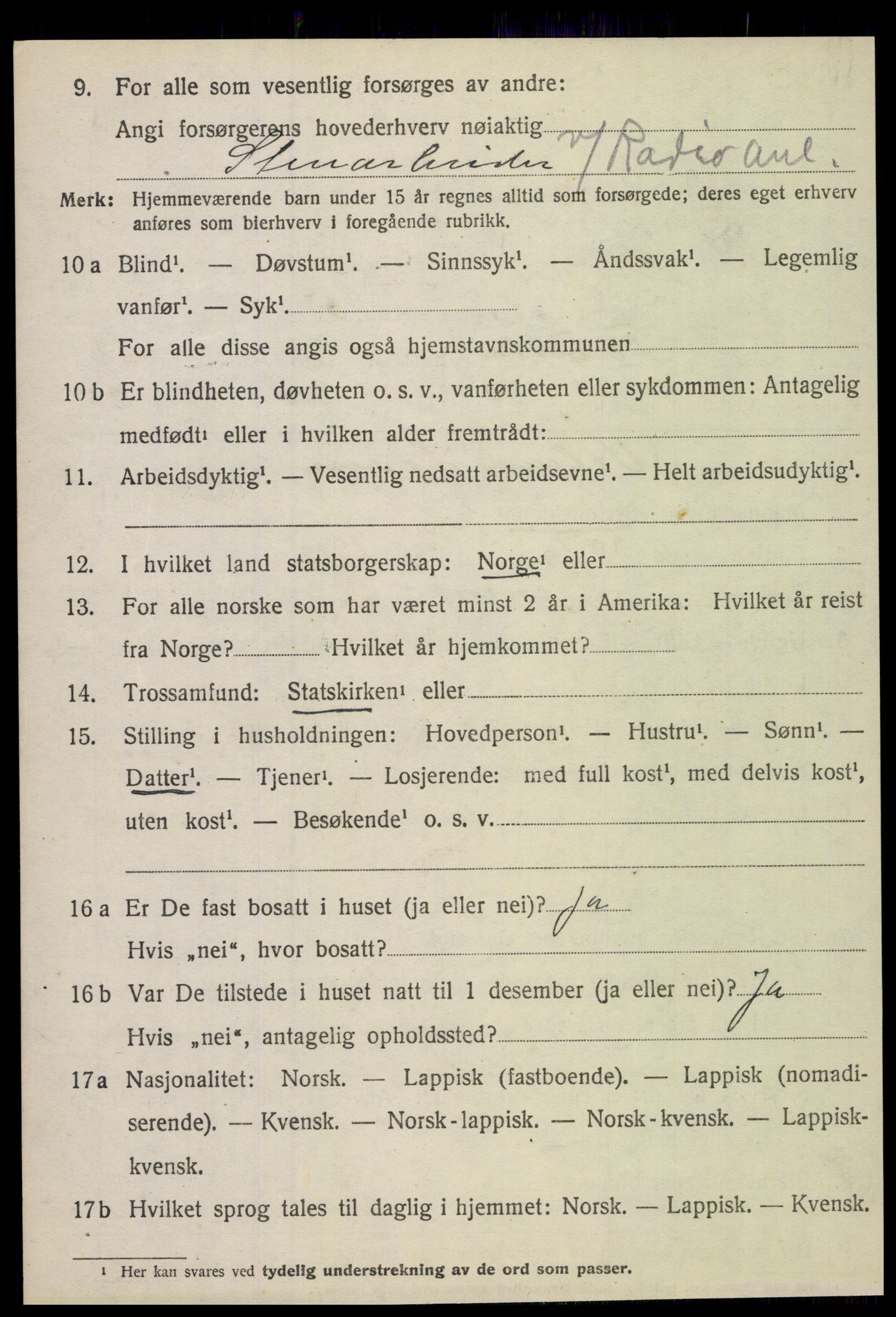 SAT, 1920 census for Fauske, 1920, p. 14165