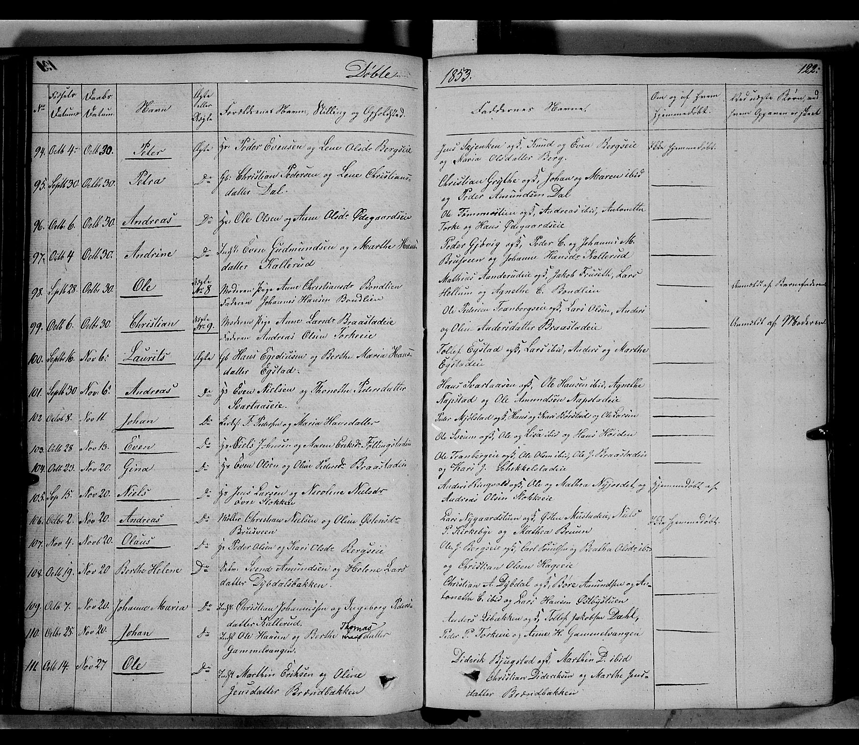 Vardal prestekontor, SAH/PREST-100/H/Ha/Haa/L0005: Parish register (official) no. 5, 1831-1853, p. 122