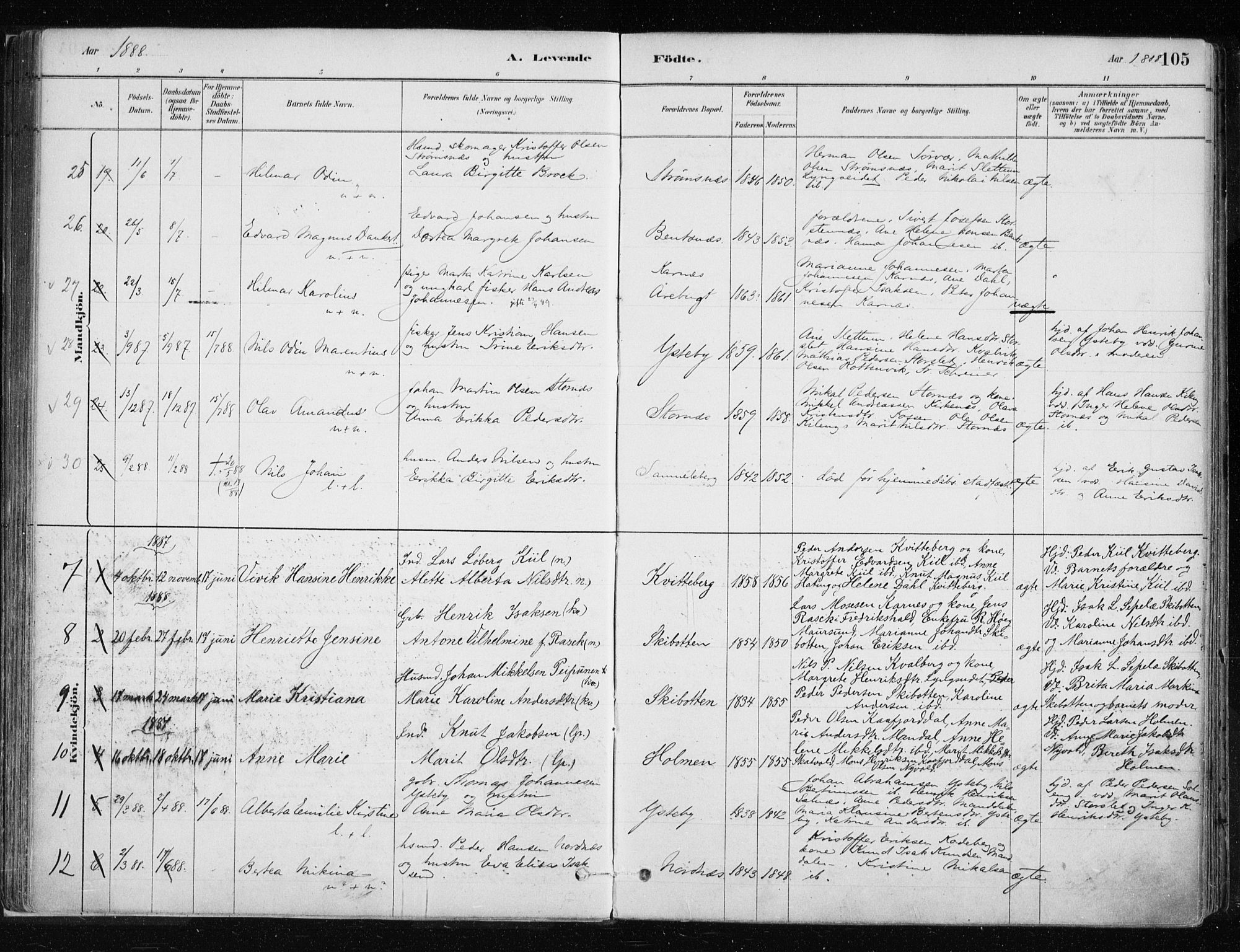 Lyngen sokneprestembete, SATØ/S-1289/H/He/Hea/L0007kirke: Parish register (official) no. 7, 1879-1890, p. 105