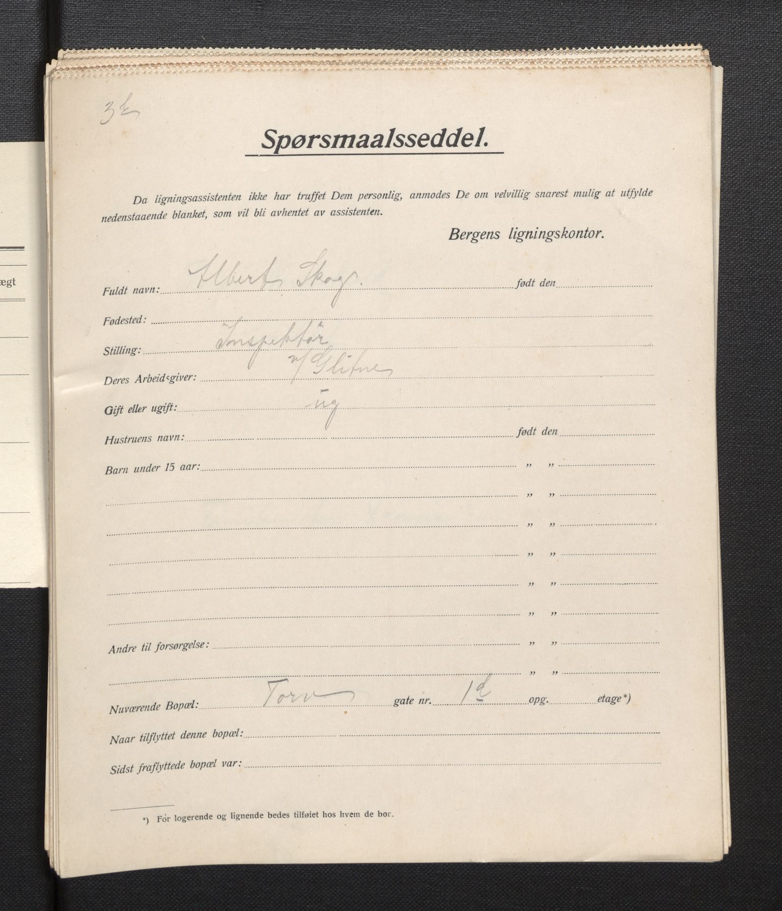 SAB, Municipal Census 1913 for Bergen, 1913, p. 39