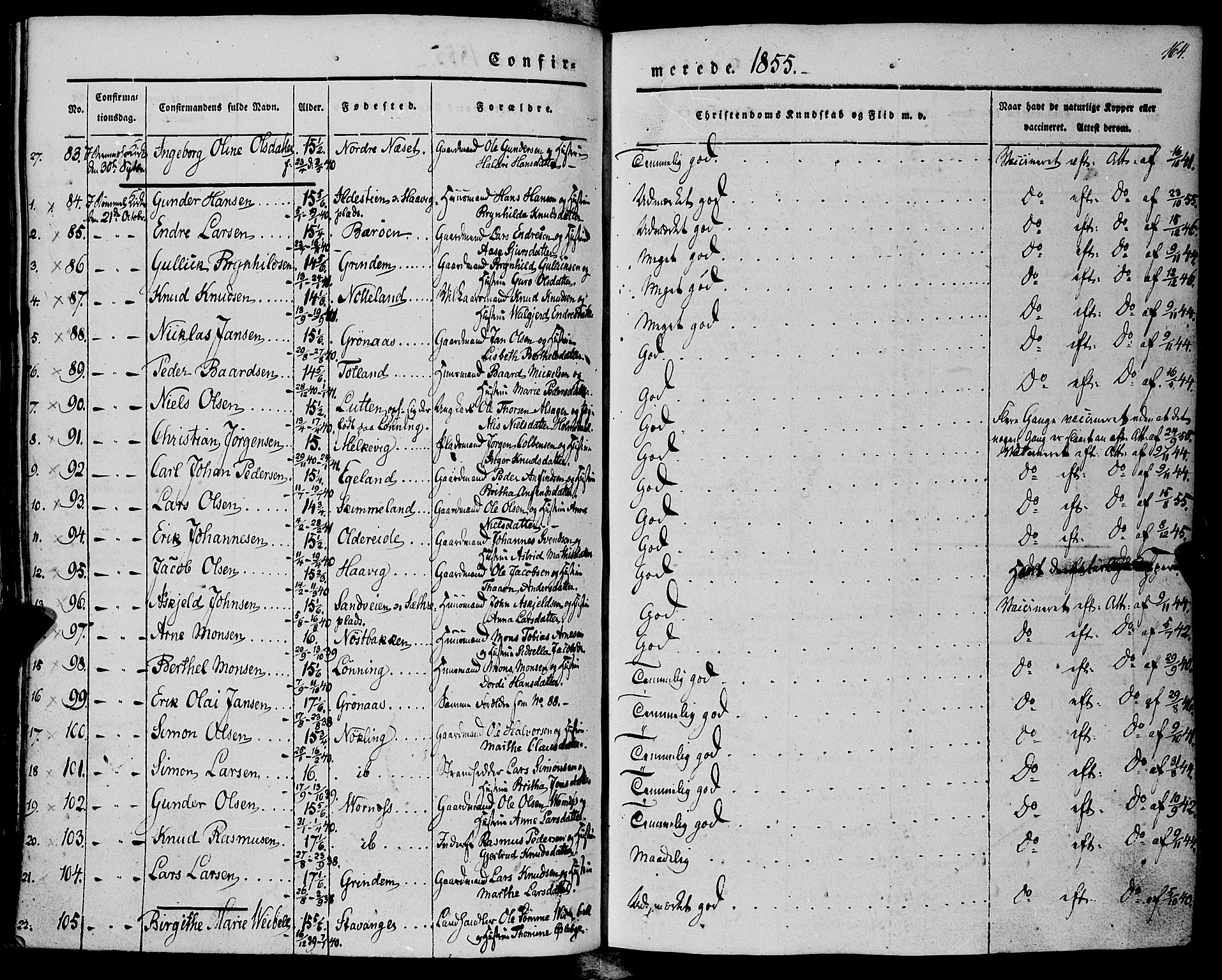 Finnås sokneprestembete, AV/SAB-A-99925/H/Ha/Haa/Haaa/L0007: Parish register (official) no. A 7, 1850-1862, p. 164