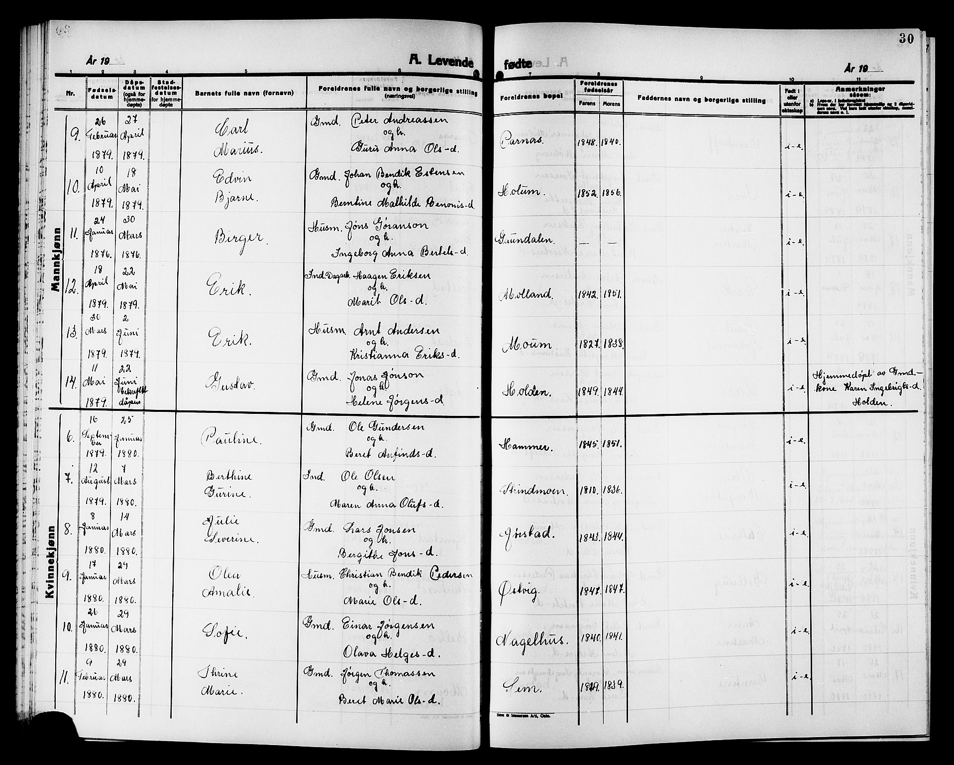 Ministerialprotokoller, klokkerbøker og fødselsregistre - Nord-Trøndelag, SAT/A-1458/749/L0486: Parish register (official) no. 749D02, 1873-1887, p. 30