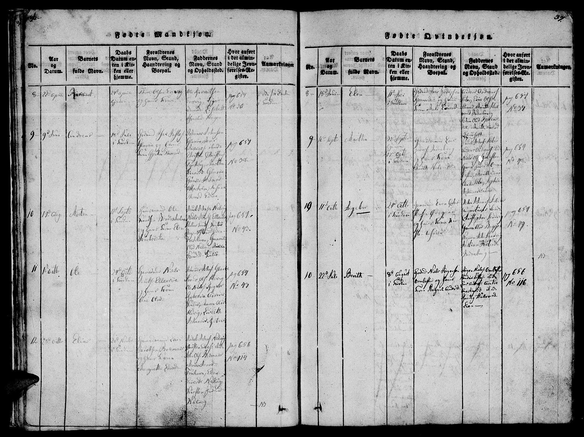 Ministerialprotokoller, klokkerbøker og fødselsregistre - Møre og Romsdal, AV/SAT-A-1454/581/L0933: Parish register (official) no. 581A03 /1, 1819-1836, p. 36-37