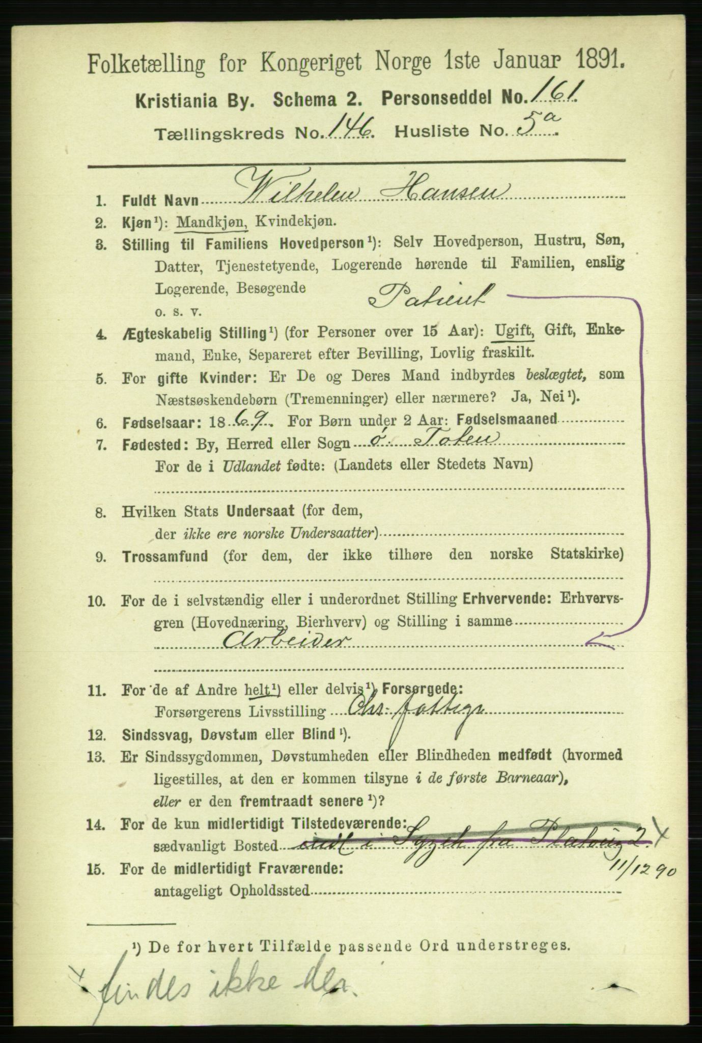RA, 1891 census for 0301 Kristiania, 1891, p. 80915