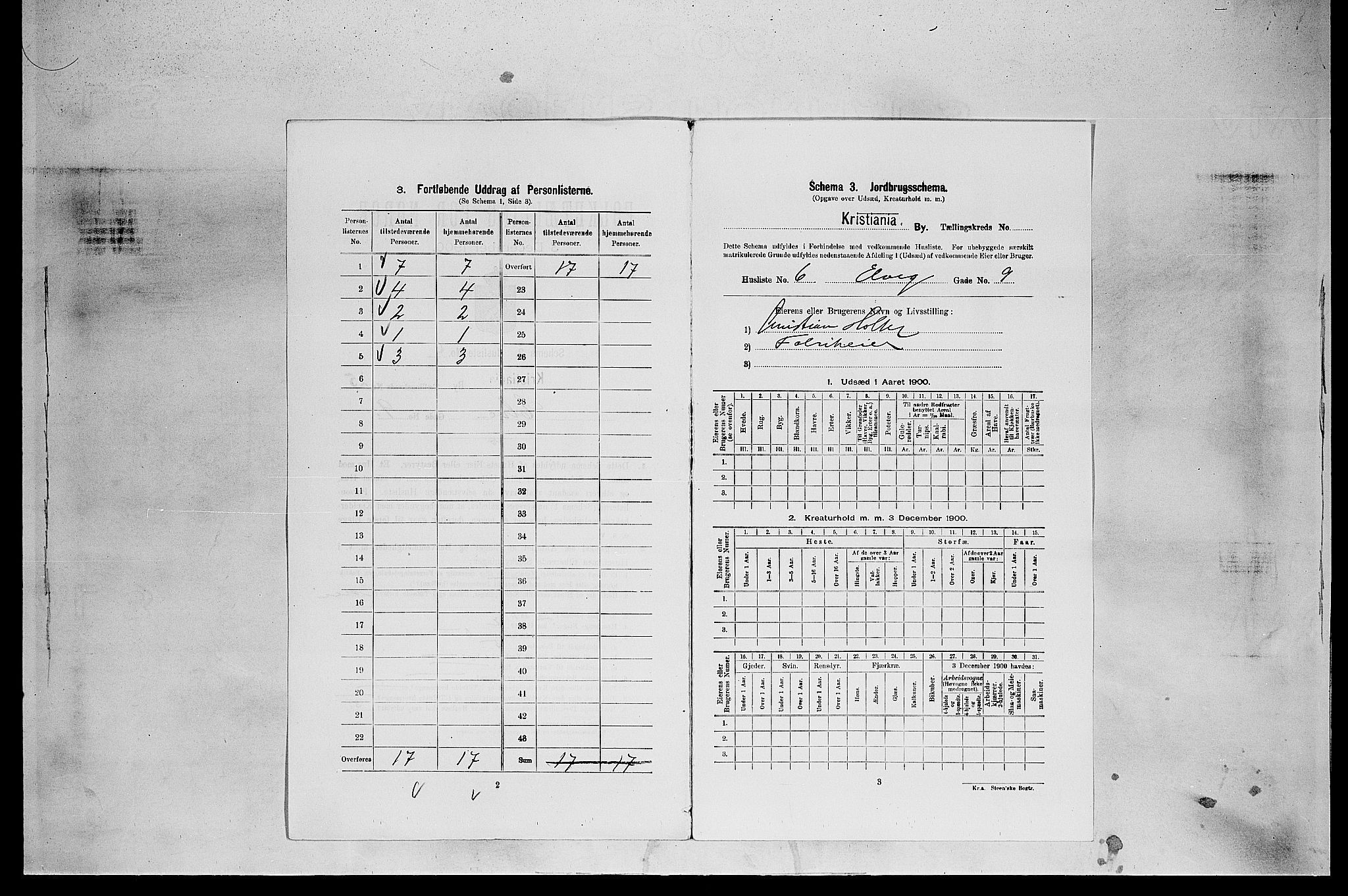 SAO, 1900 census for Kristiania, 1900, p. 19309