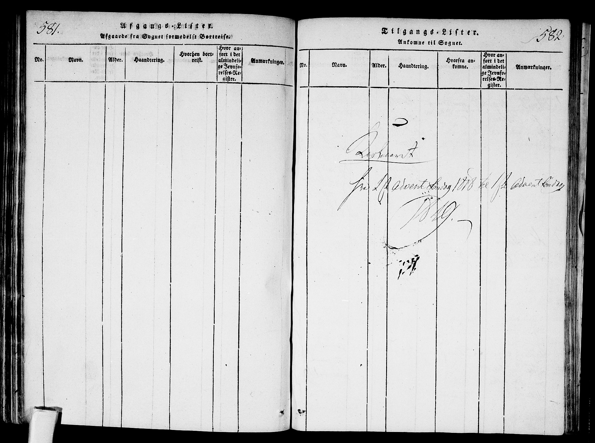 Modum kirkebøker, SAKO/A-234/F/Fa/L0004: Parish register (official) no. 4, 1818-1824, p. 581-582