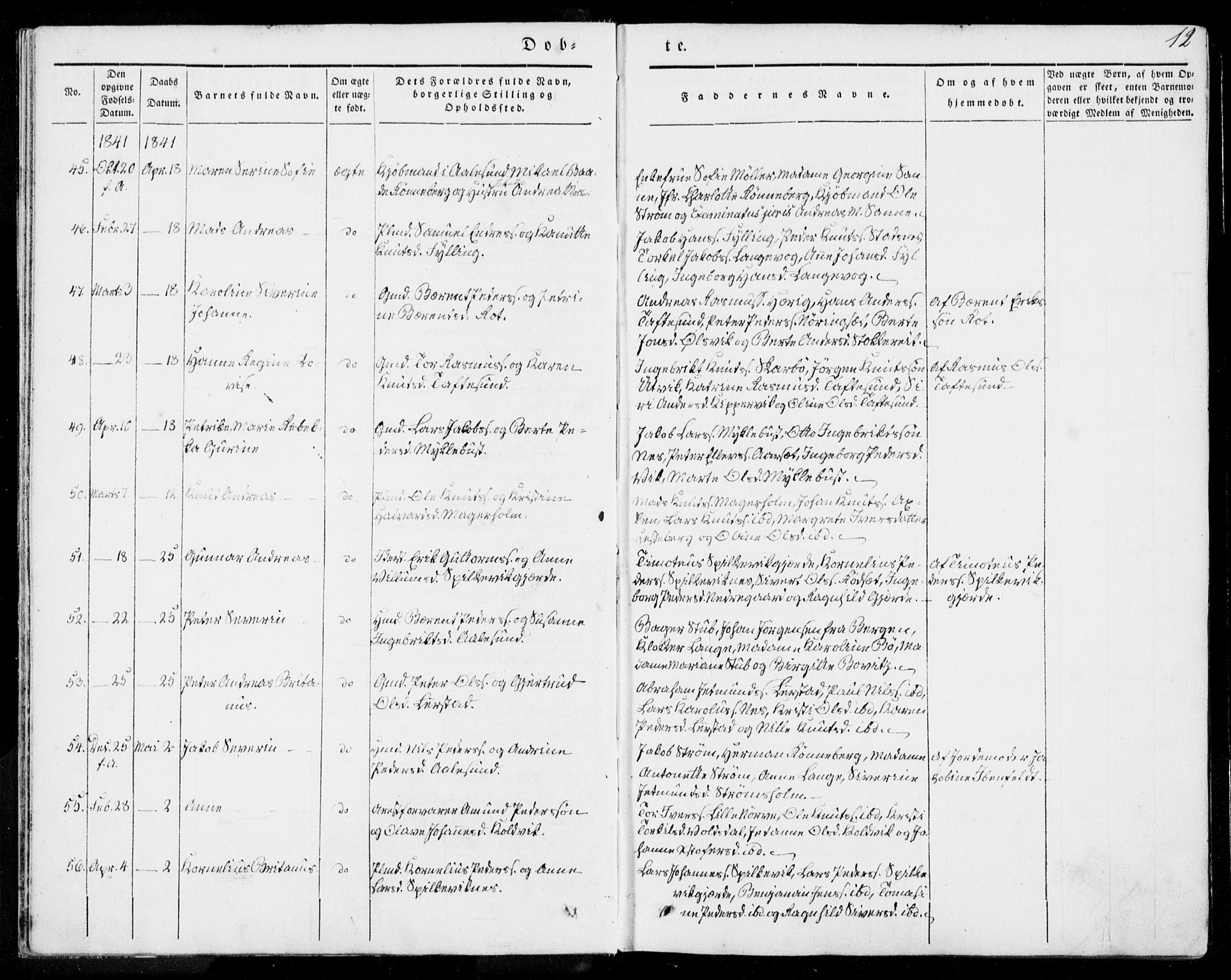 Ministerialprotokoller, klokkerbøker og fødselsregistre - Møre og Romsdal, SAT/A-1454/528/L0396: Parish register (official) no. 528A07, 1839-1847, p. 12