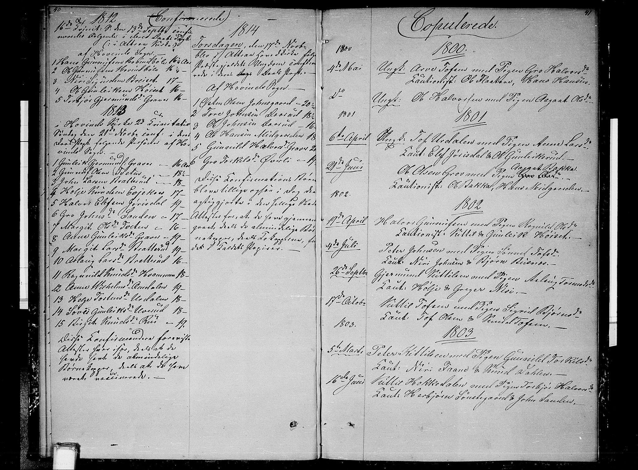 Gransherad kirkebøker, AV/SAKO-A-267/F/Fb/L0001: Parish register (official) no. II 1, 1800-1814, p. 40-41