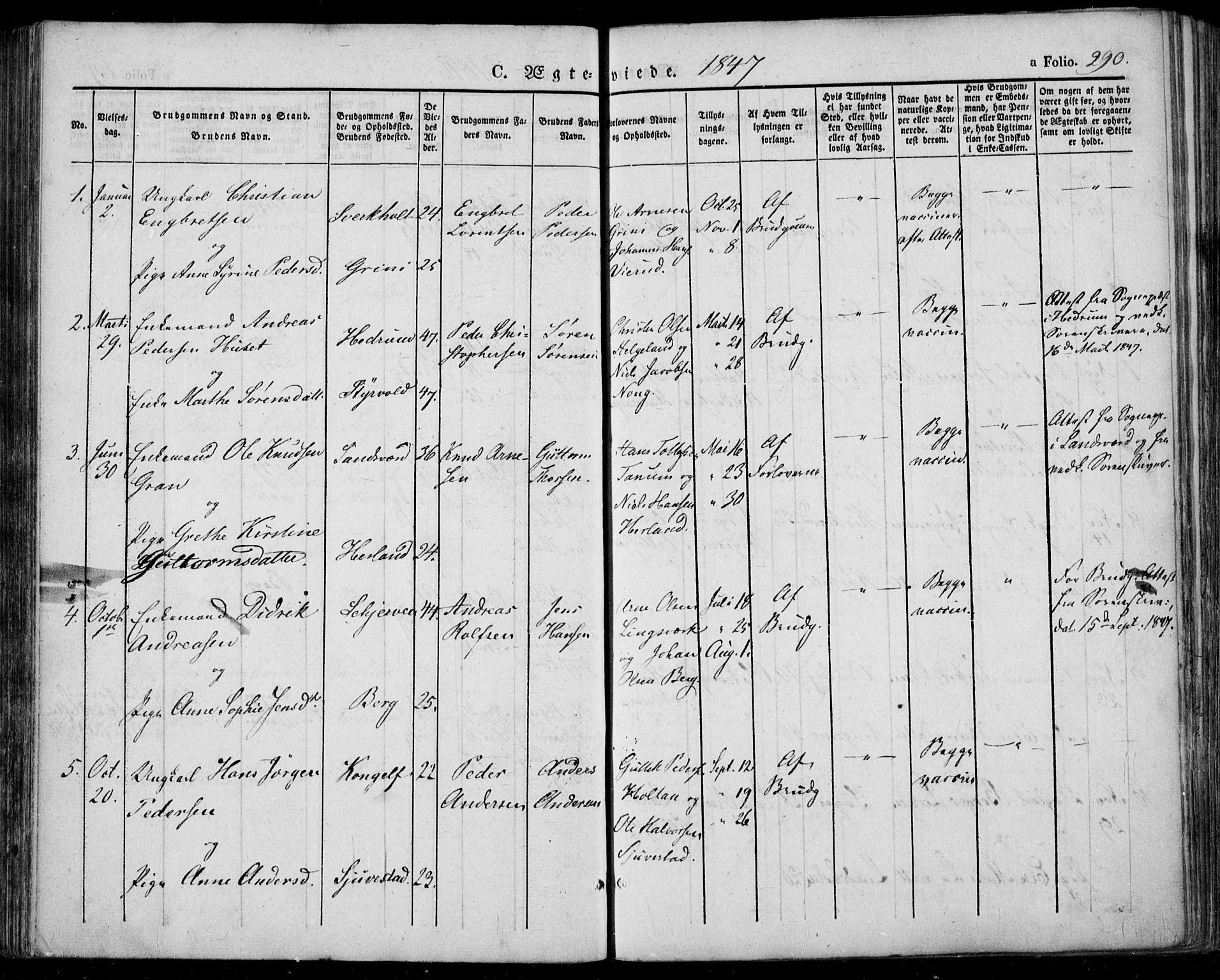 Lardal kirkebøker, AV/SAKO-A-350/F/Fa/L0006: Parish register (official) no. I 6, 1835-1860, p. 290