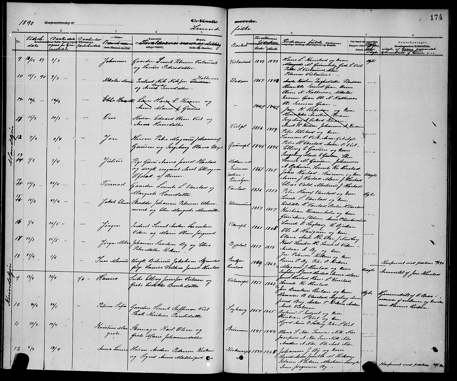Ministerialprotokoller, klokkerbøker og fødselsregistre - Nord-Trøndelag, SAT/A-1458/730/L0301: Parish register (copy) no. 730C04, 1880-1897, p. 174