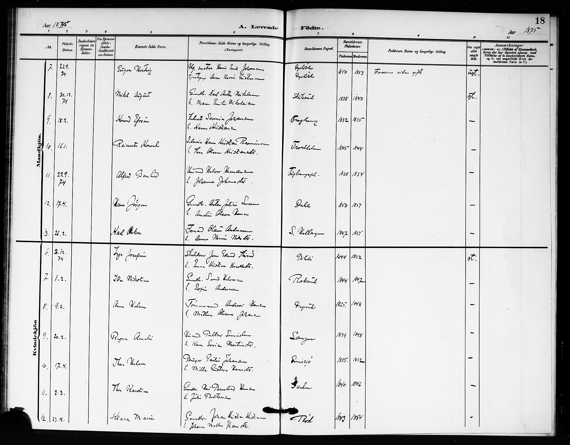 Drøbak prestekontor Kirkebøker, AV/SAO-A-10142a/F/Fc/L0001: Parish register (official) no. III 1, 1871-1900, p. 18