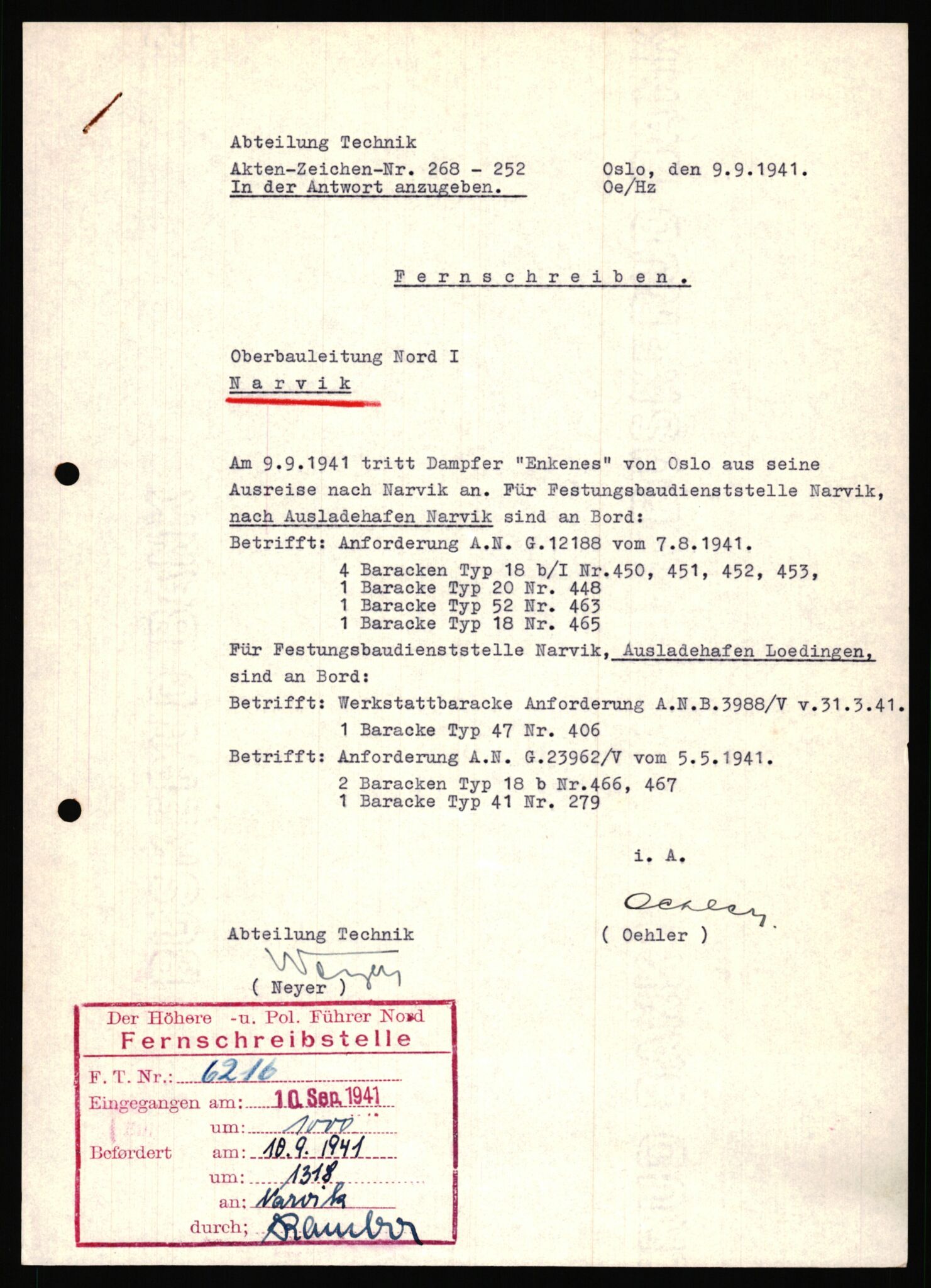 Tyske arkiver, Organisation Todt (OT), Einsatzgruppe Wiking, AV/RA-RAFA-2188/2/B/Bb/L0006: Korrespondanse med Kriegsmarine, 1940-1941, p. 45
