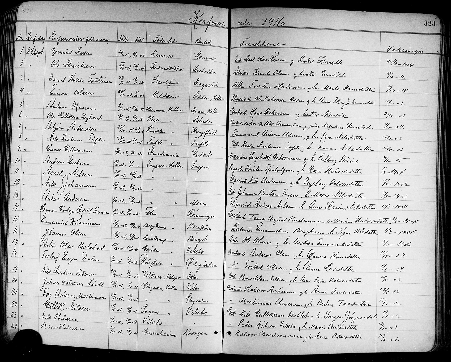 Holla kirkebøker, SAKO/A-272/G/Ga/L0005: Parish register (copy) no. I 5, 1891-1917, p. 323