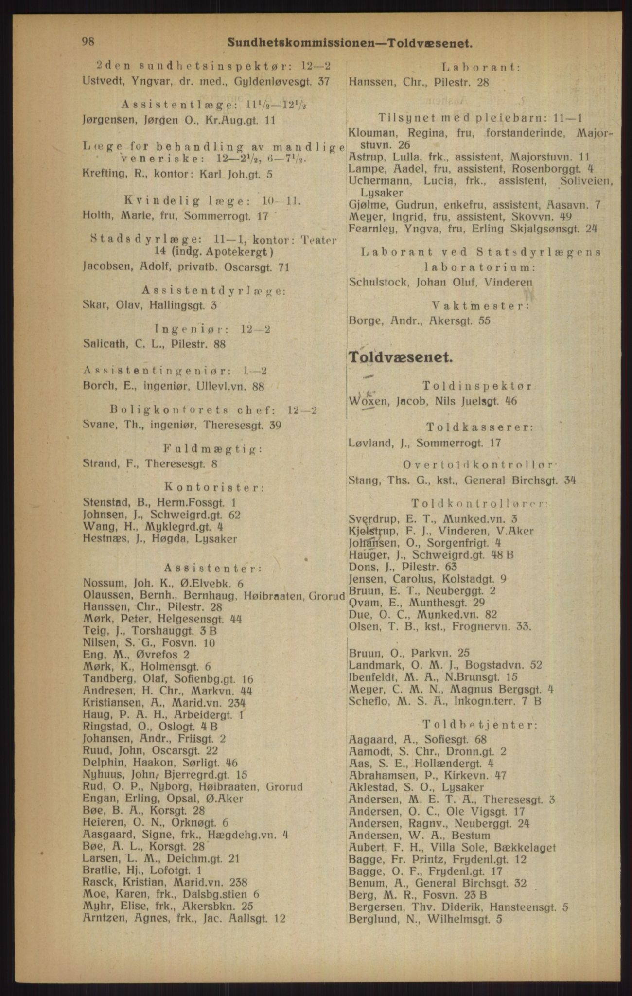 Kristiania/Oslo adressebok, PUBL/-, 1915, p. 98