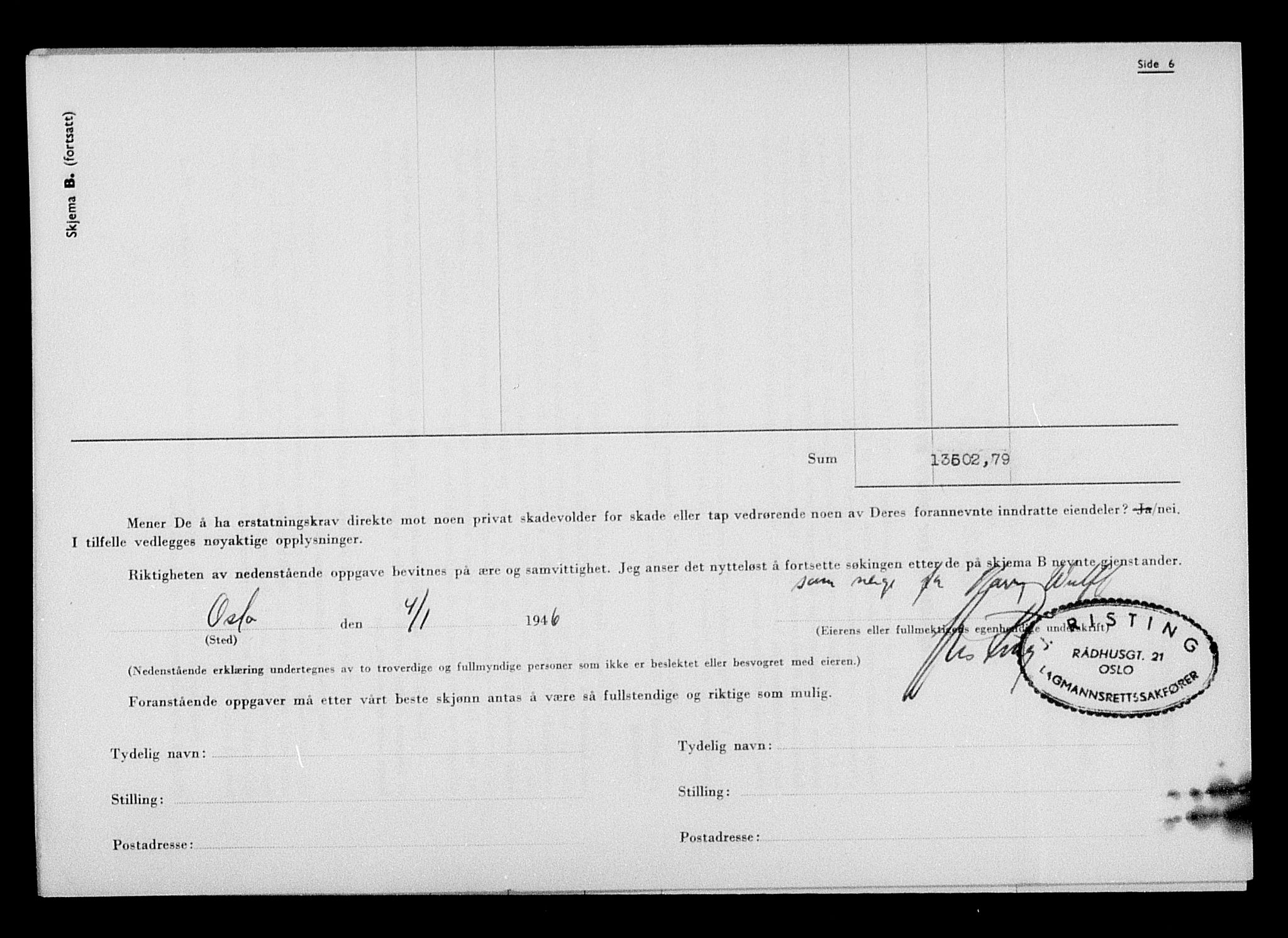 Justisdepartementet, Tilbakeføringskontoret for inndratte formuer, AV/RA-S-1564/H/Hc/Hcc/L0988: --, 1945-1947, p. 46