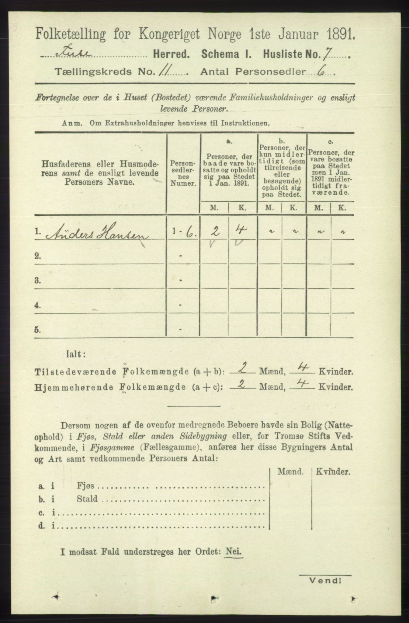 RA, 1891 census for 1241 Fusa, 1891, p. 2092