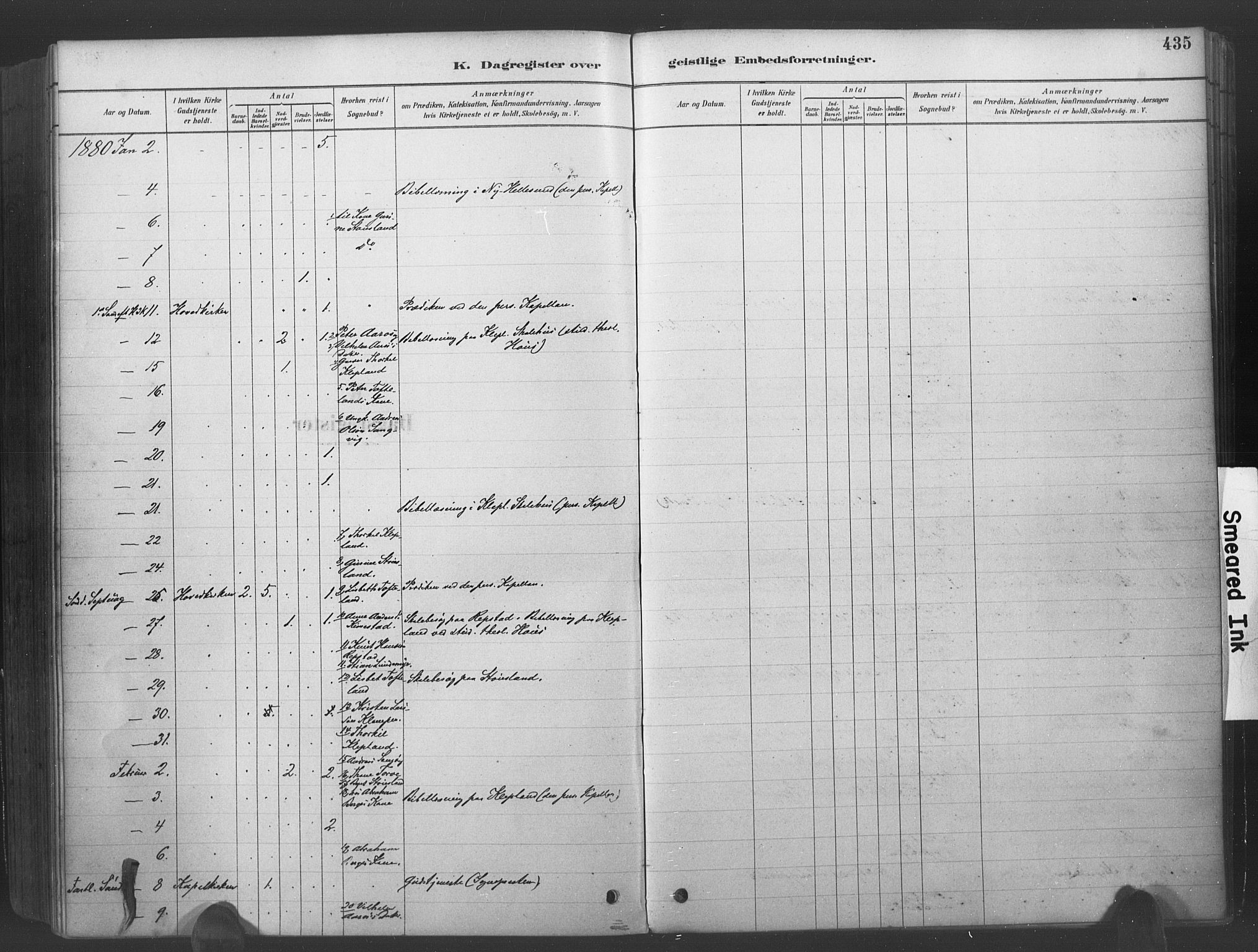 Søgne sokneprestkontor, SAK/1111-0037/F/Fa/Fab/L0012: Parish register (official) no. A 12, 1880-1891, p. 435