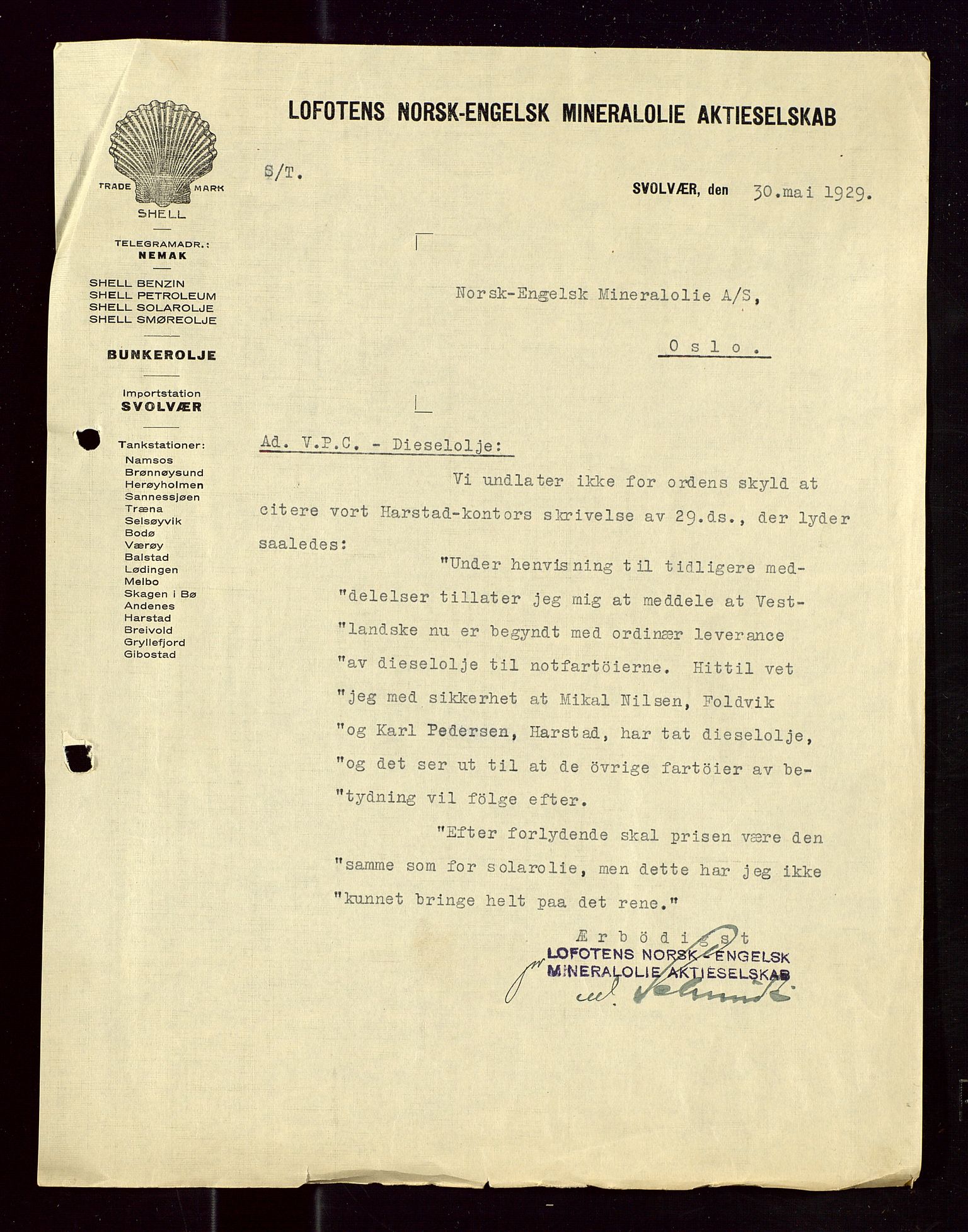 Pa 1521 - A/S Norske Shell, AV/SAST-A-101915/E/Ea/Eaa/L0018: Sjefskorrespondanse, 1929, p. 5