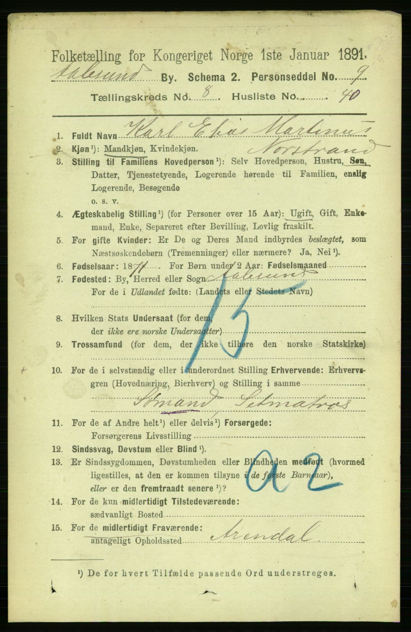 RA, 1891 census for 1501 Ålesund, 1891, p. 6268