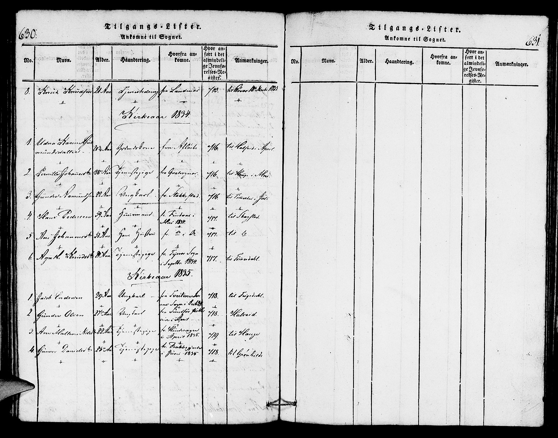 Torvastad sokneprestkontor, AV/SAST-A -101857/H/Ha/Haa/L0004: Parish register (official) no. A 4, 1817-1836, p. 630-631