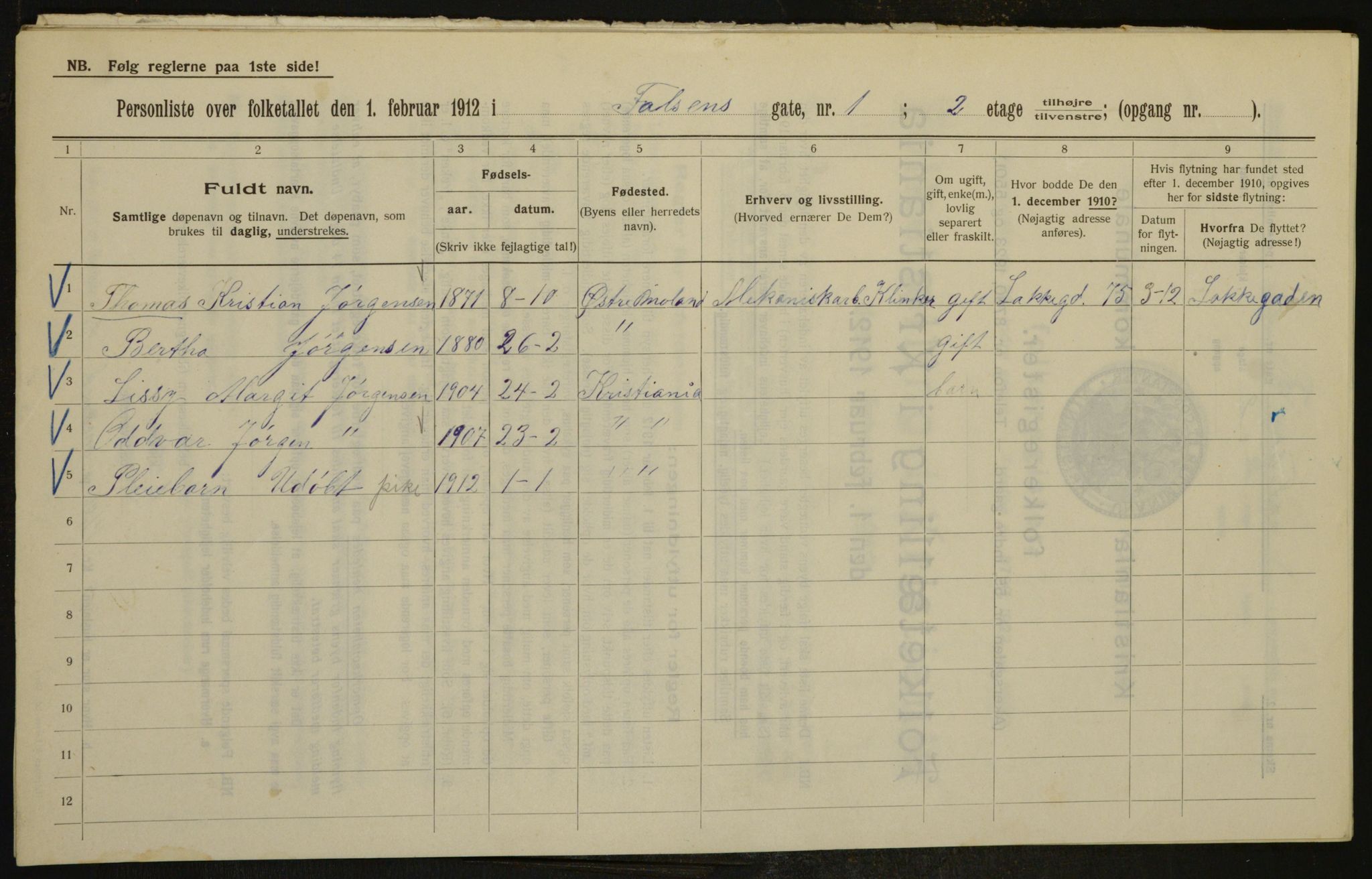 OBA, Municipal Census 1912 for Kristiania, 1912, p. 23226