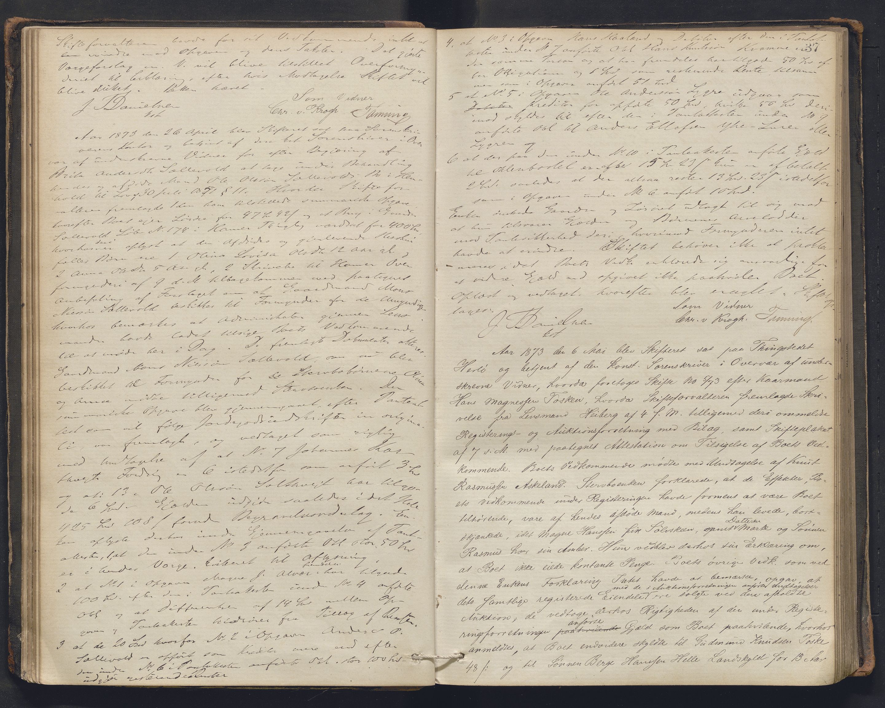 Nordhordland sorenskrivar, AV/SAB-A-2901/1/H/Hc/L0002: Skifteforhandlingsprotokollar, 1871-1878, p. 37