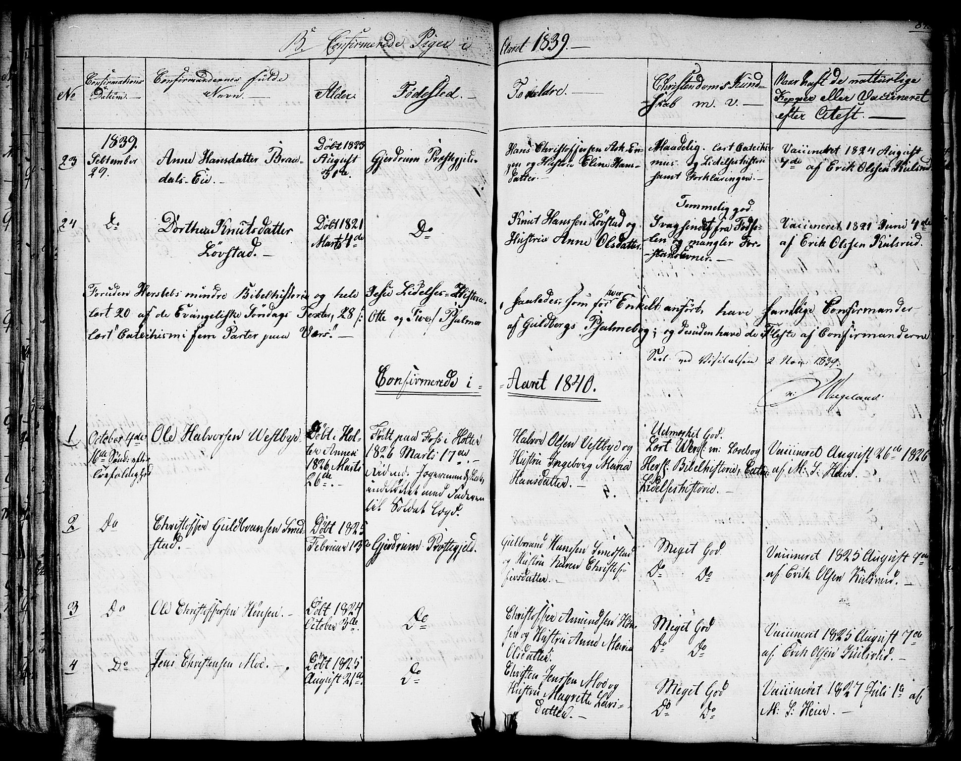 Gjerdrum prestekontor Kirkebøker, SAO/A-10412b/G/Ga/L0002: Parish register (copy) no. I 2, 1836-1850, p. 84