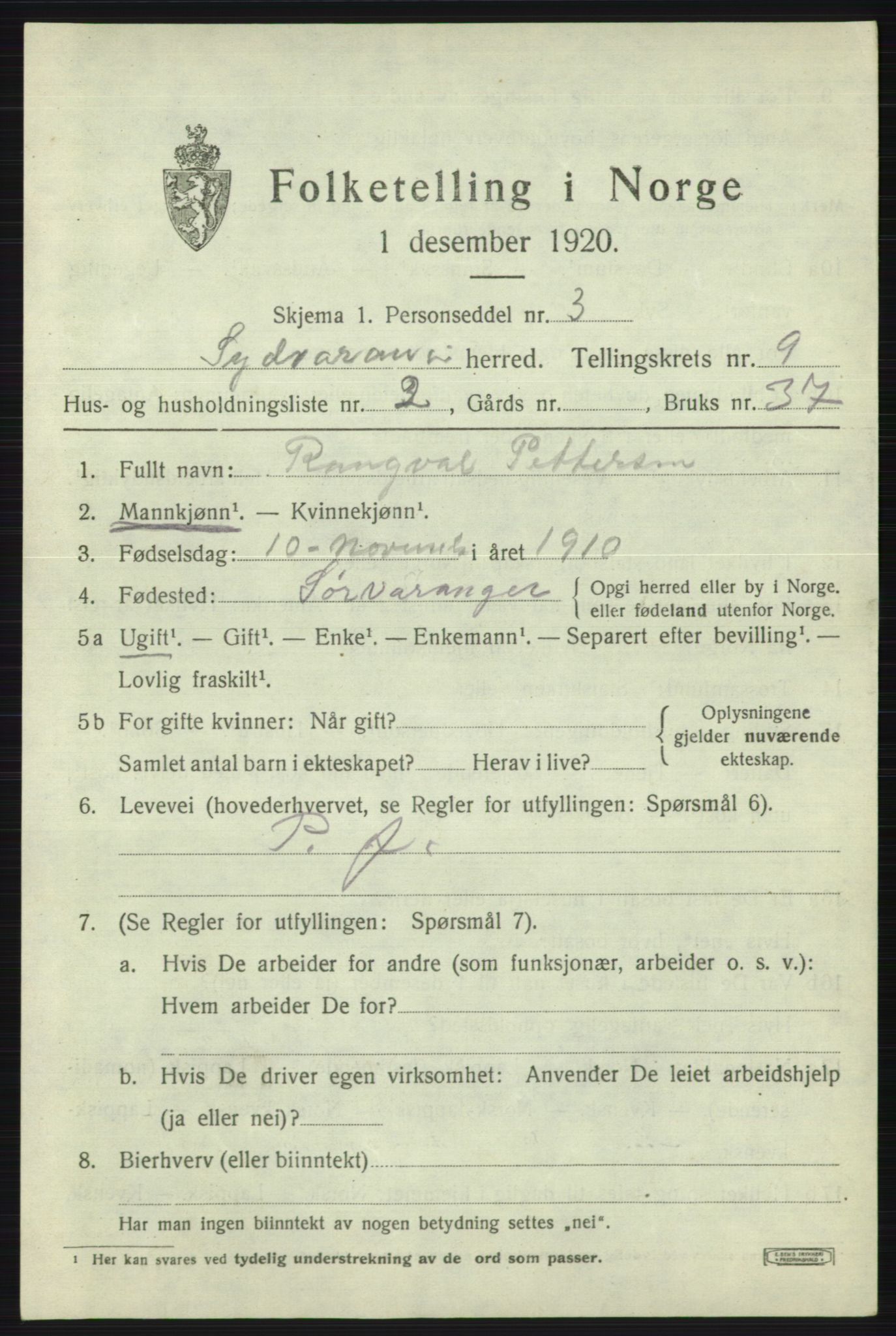 SATØ, 1920 census for Sør-Varanger, 1920, p. 6014