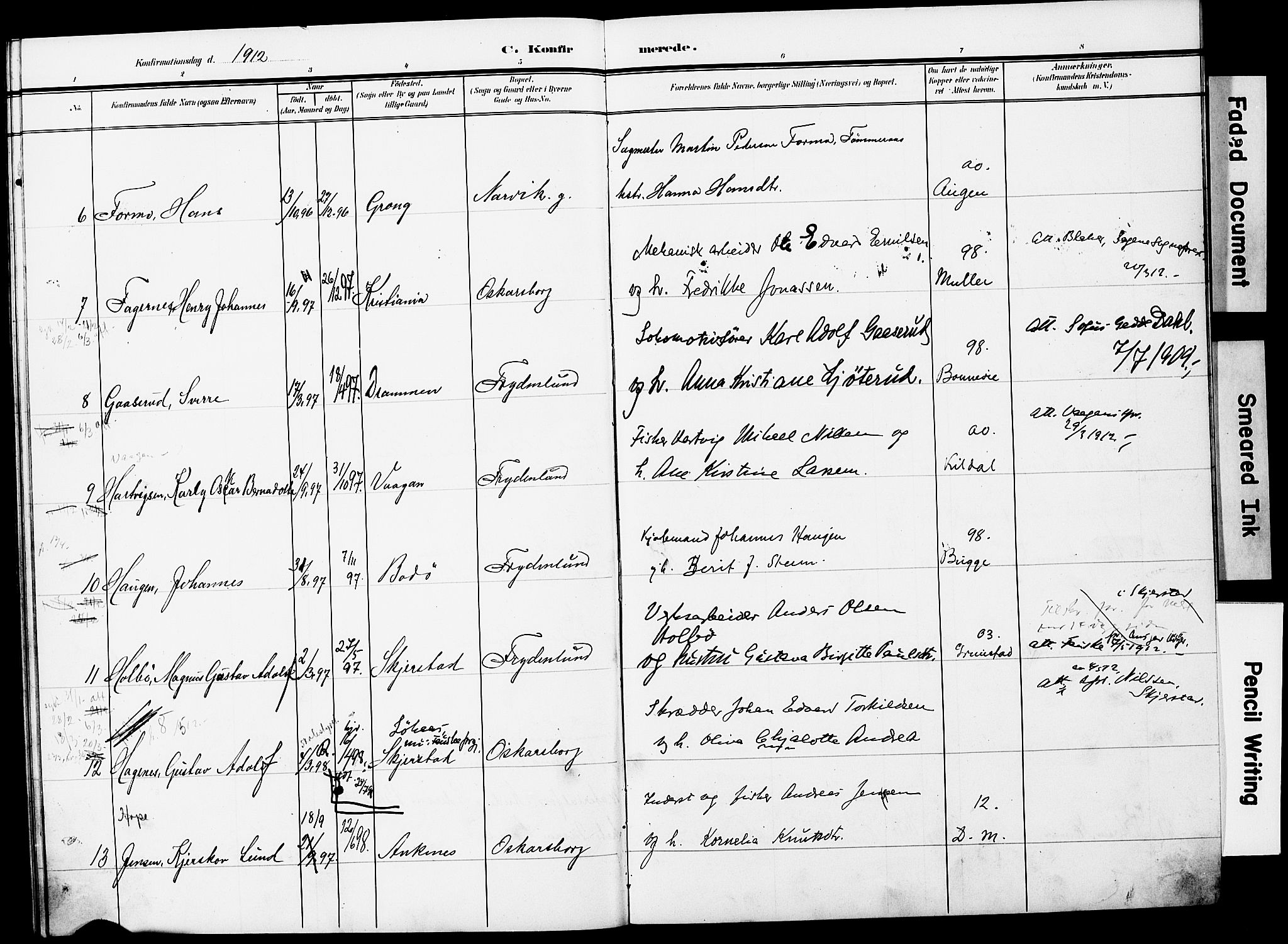 Ministerialprotokoller, klokkerbøker og fødselsregistre - Nordland, AV/SAT-A-1459/871/L0987: Parish register (official) no. 871A03, 1909-1914