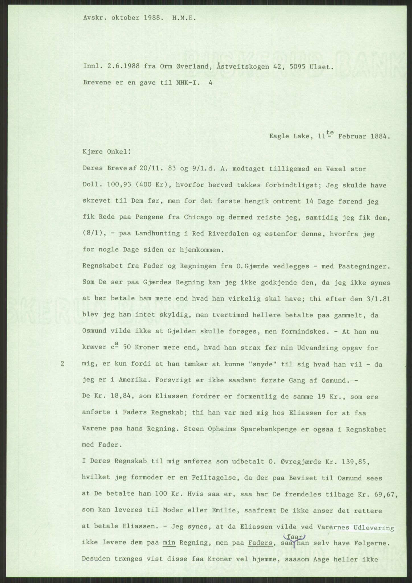 Samlinger til kildeutgivelse, Amerikabrevene, AV/RA-EA-4057/F/L0030: Innlån fra Rogaland: Vatnaland - Øverland, 1838-1914, p. 699