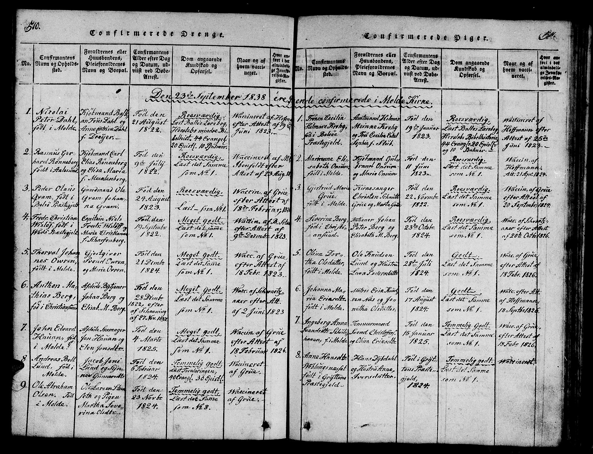 Ministerialprotokoller, klokkerbøker og fødselsregistre - Møre og Romsdal, AV/SAT-A-1454/558/L0700: Parish register (copy) no. 558C01, 1818-1868, p. 510-511