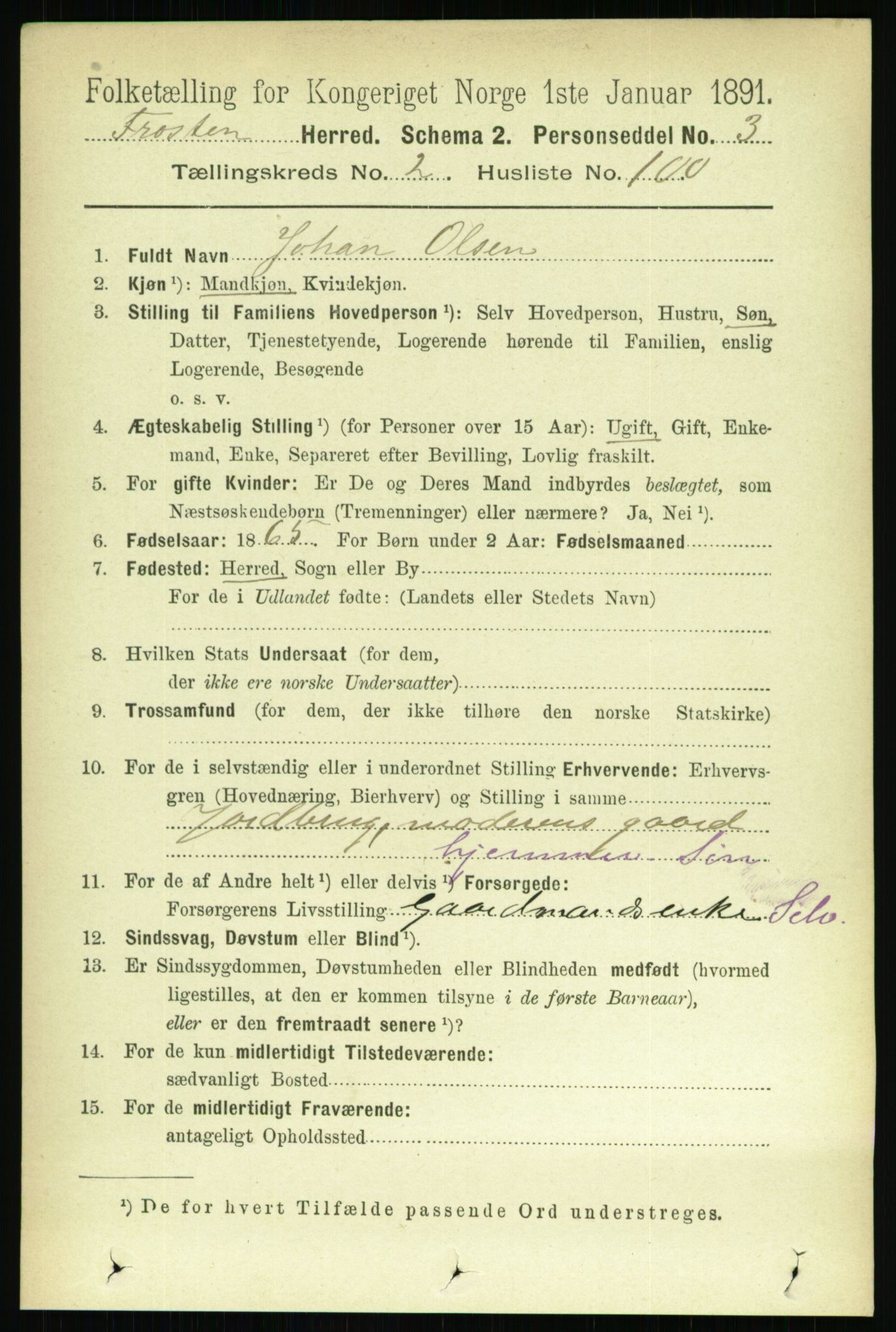 RA, 1891 census for 1717 Frosta, 1891, p. 1693