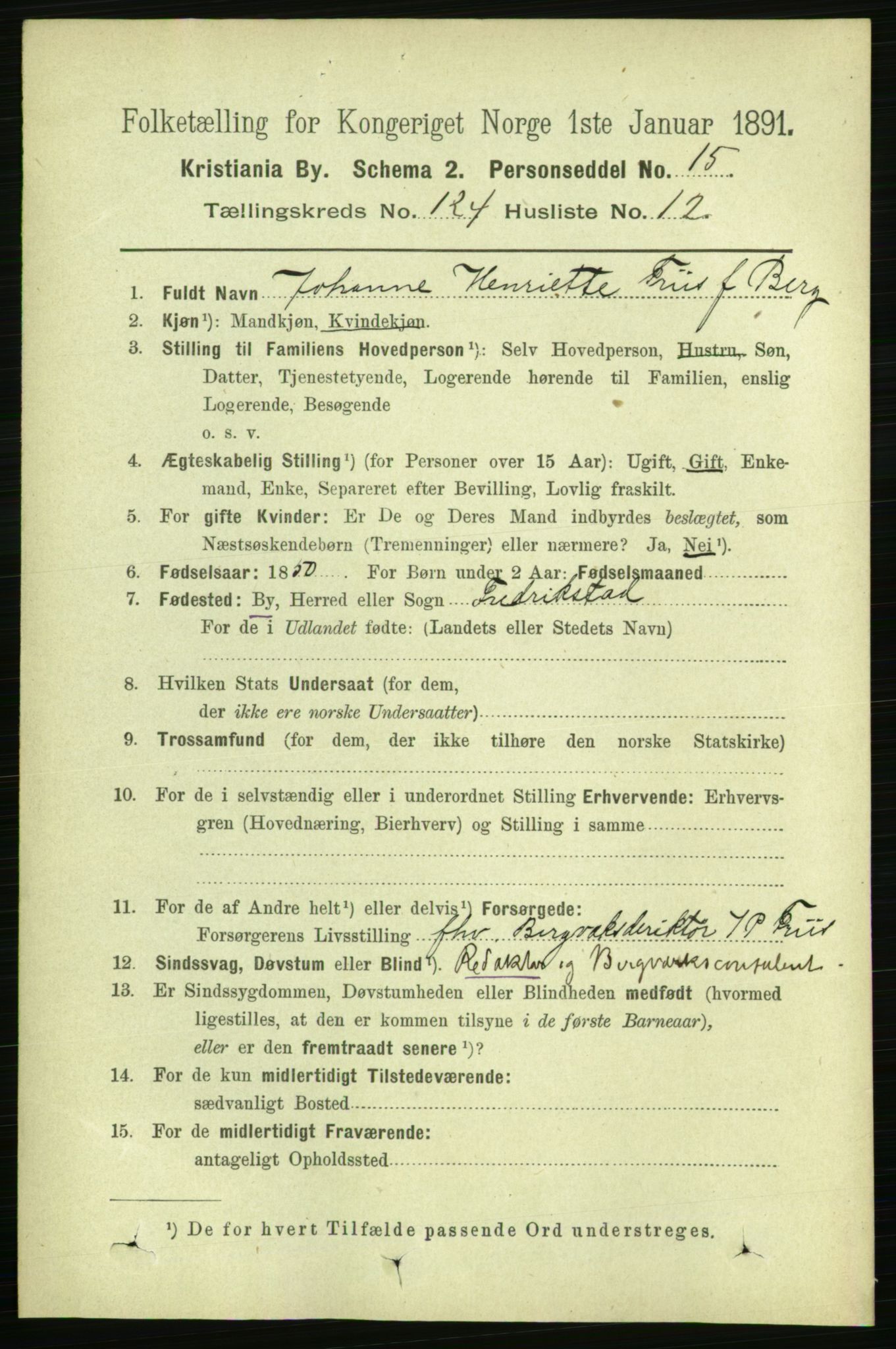 RA, 1891 census for 0301 Kristiania, 1891, p. 65406