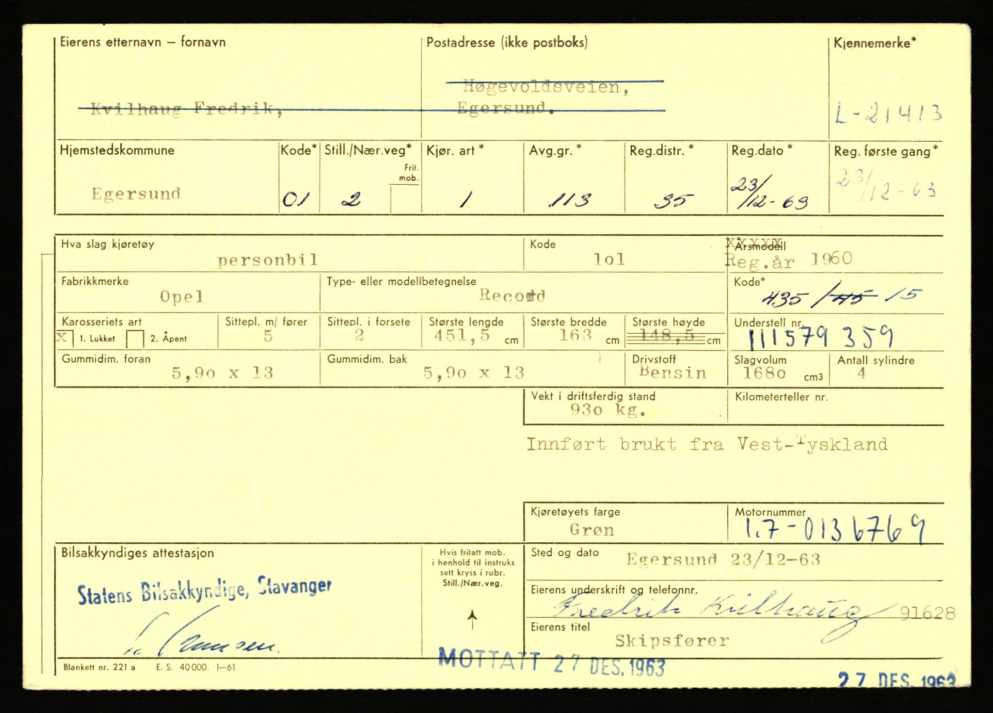 Stavanger trafikkstasjon, AV/SAST-A-101942/0/F/L0037: L-20500 - L-21499, 1930-1971, p. 2105