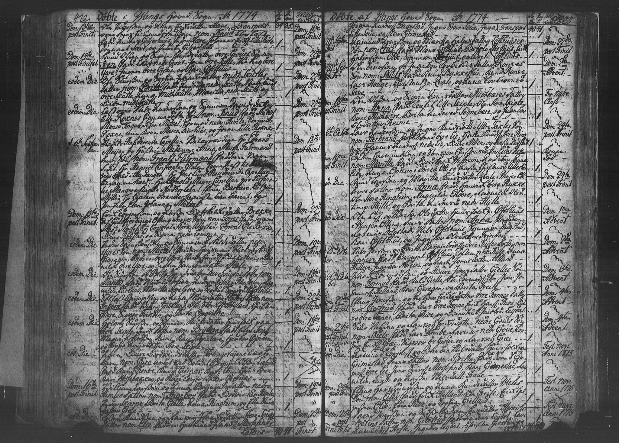 Voss sokneprestembete, AV/SAB-A-79001/H/Haa: Parish register (official) no. A 8, 1752-1780, p. 422-423