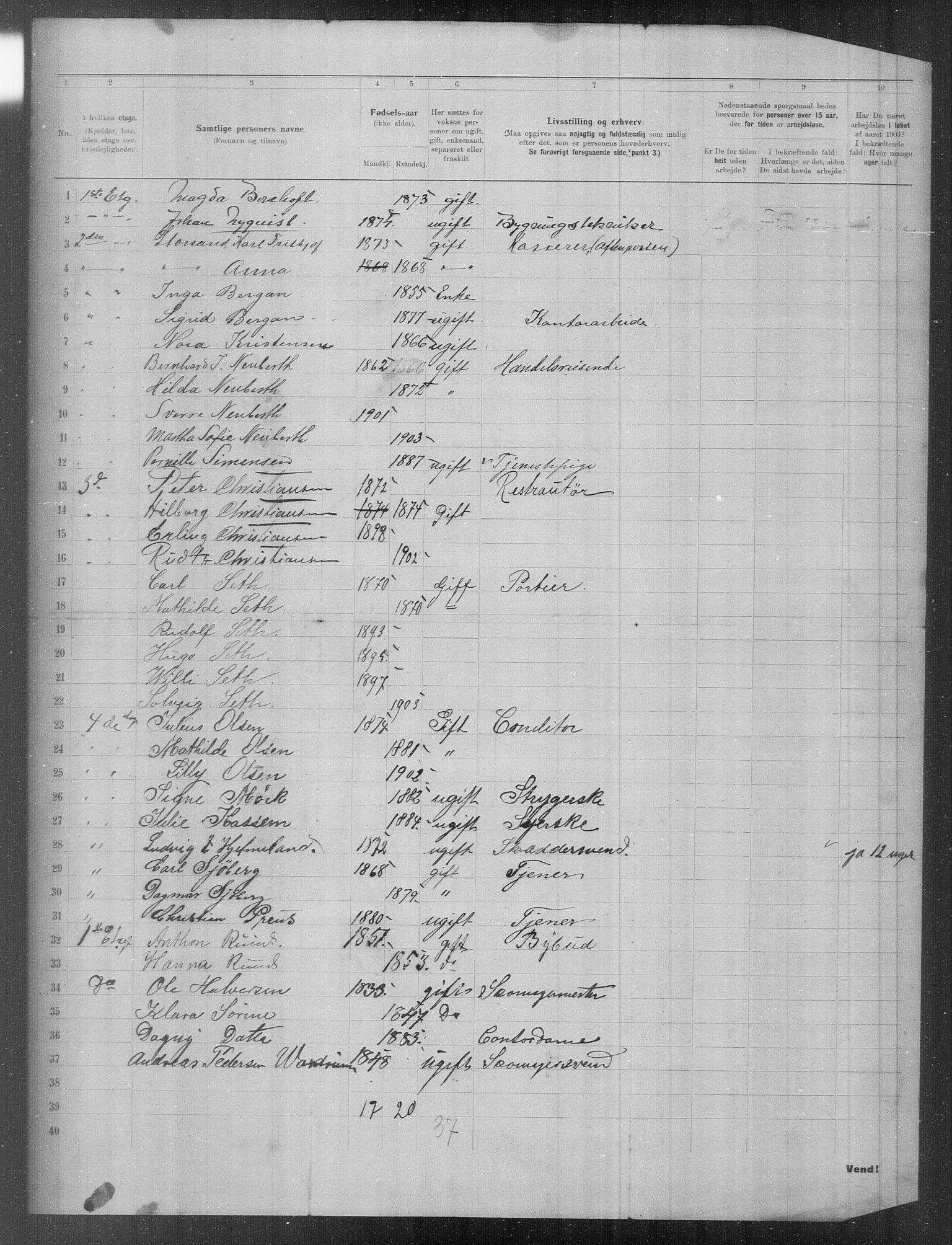 OBA, Municipal Census 1903 for Kristiania, 1903, p. 10765