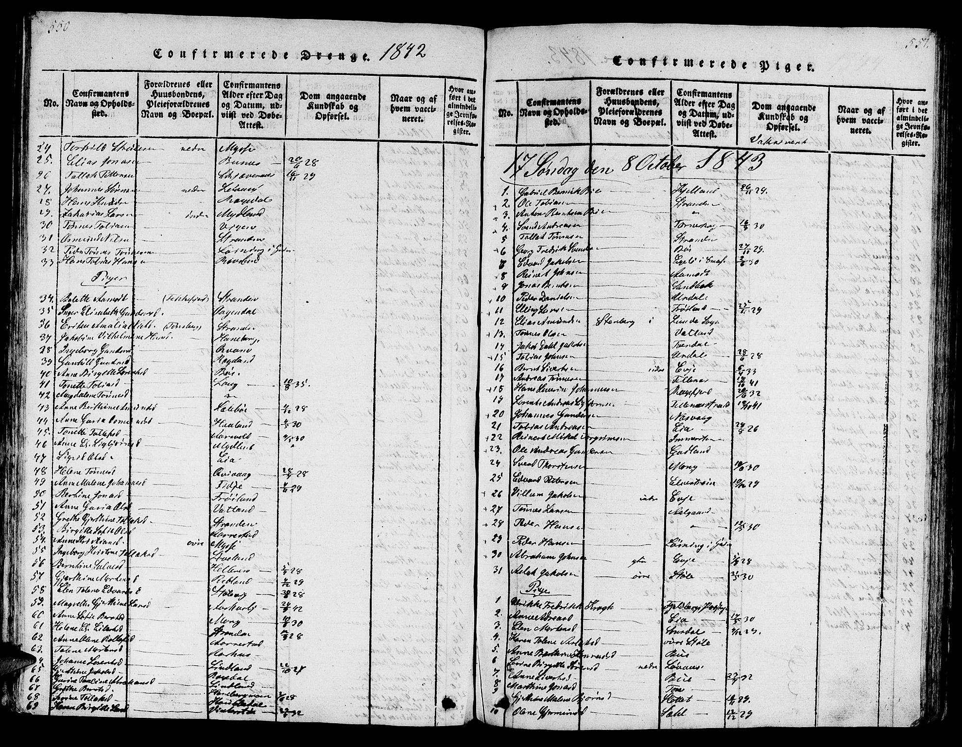 Sokndal sokneprestkontor, SAST/A-101808: Parish register (copy) no. B 1, 1815-1848, p. 550-551